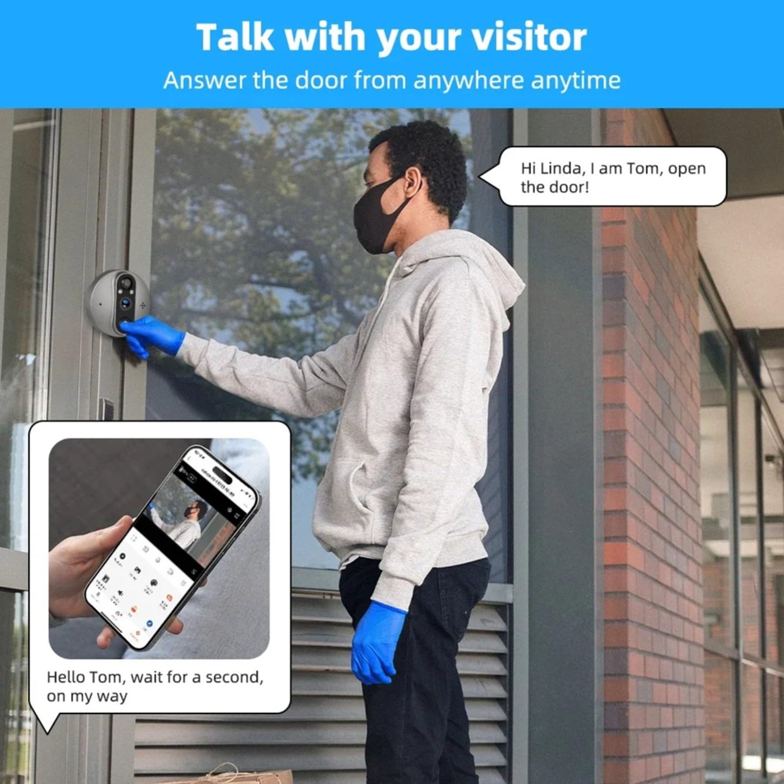 Digitaler Türspion Türspion Türspion Kamera 1080P HD 10,9 cm Bildschirm mit PIR-Bewegungserkennung und mobiler App-Steuerung