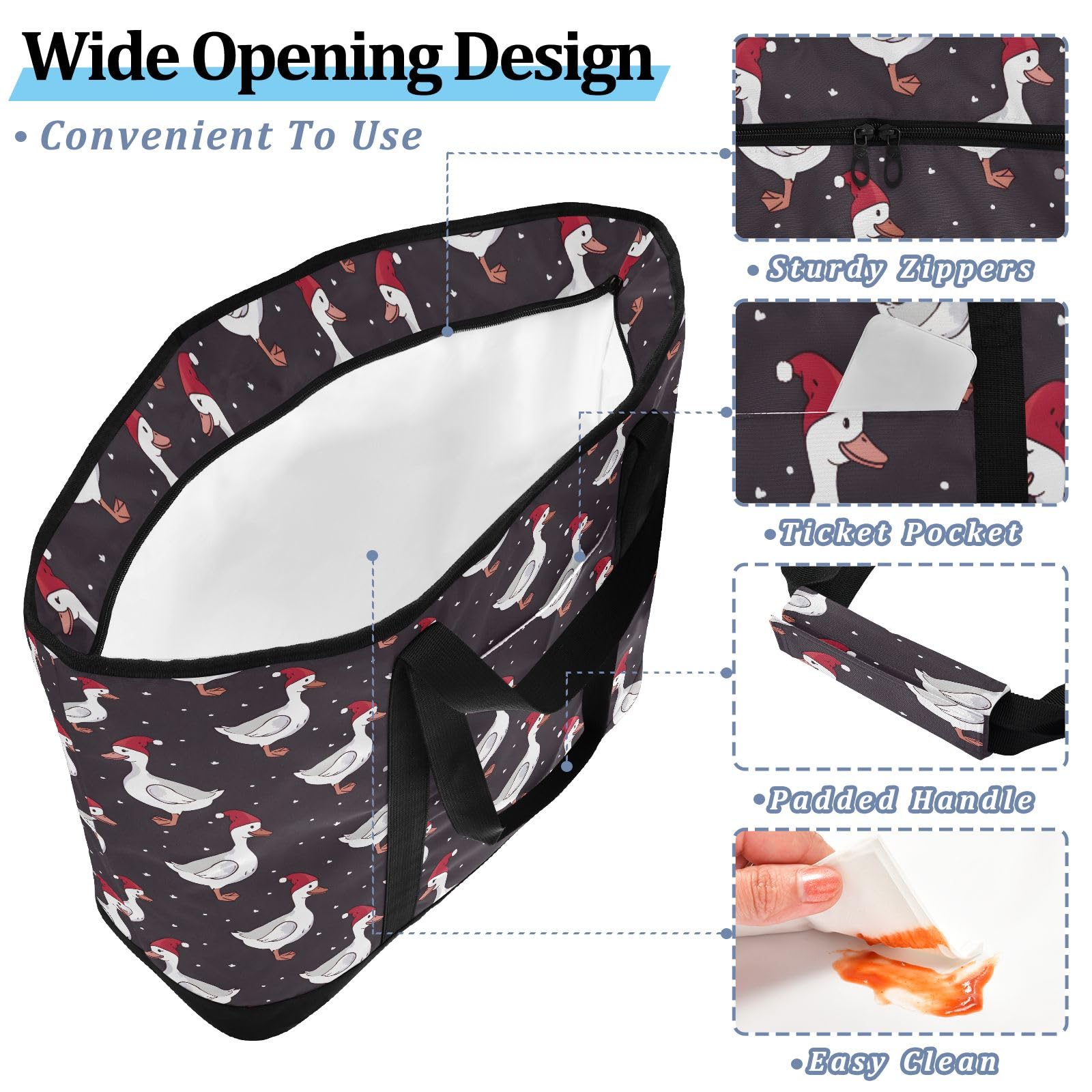 Christmas Ducks - Bolsa térmica térmica reutilizable con cremallera, bolsa térmica grande portátil para viajes o camping