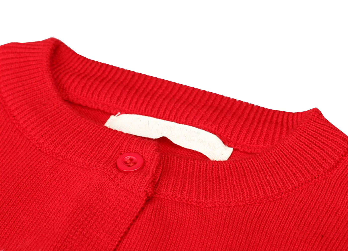 Cárdigan de algodón con cuello redondo y manga larga para niñas pequeñas