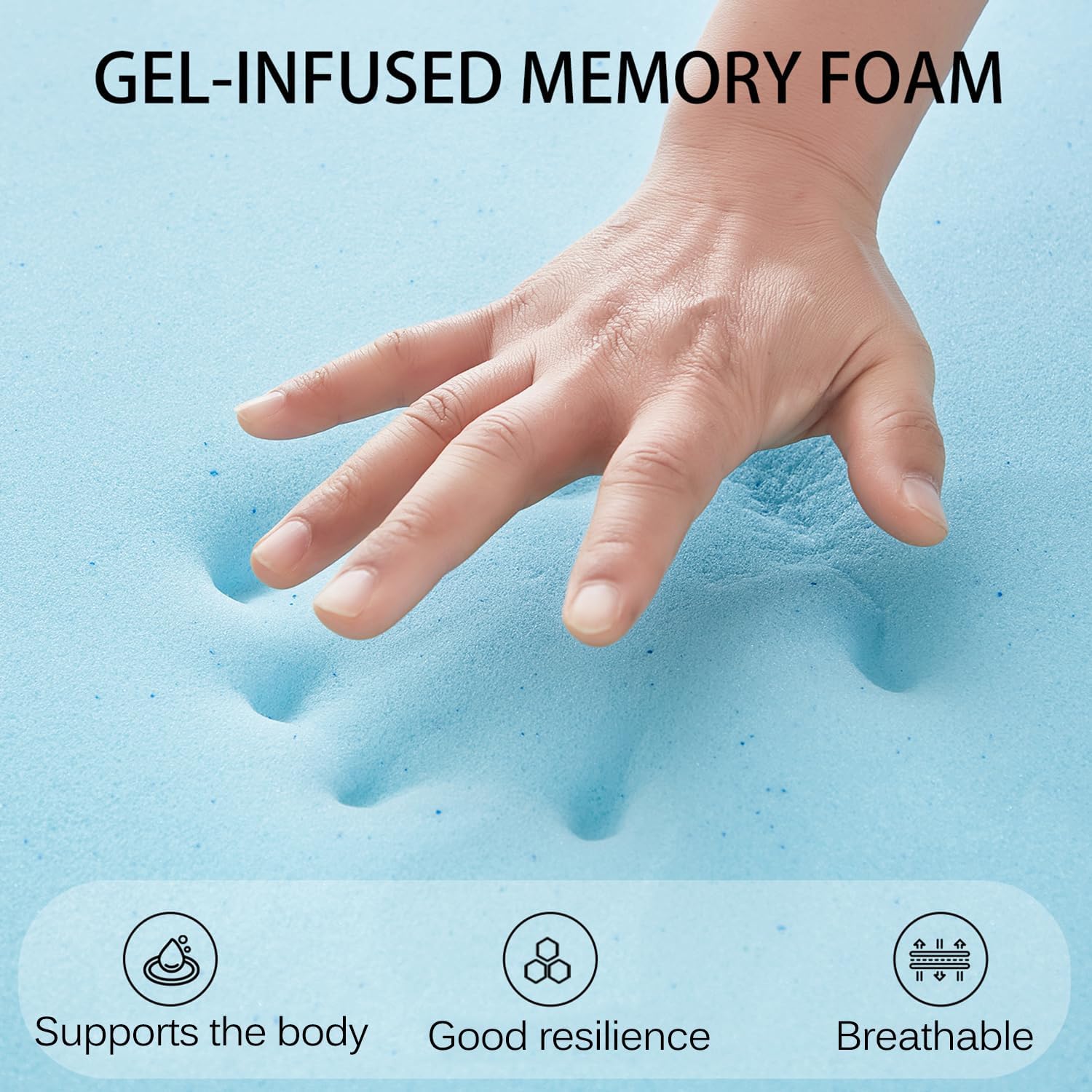 Blue/5cm,150x200cmQUEEN, Gel Memory Foam Floor Mattress Topper Japanese Futon Mattress Pad Thicken 5Cm Portable Roll Up Mattress Folding Sleeping Bed Pad for Home Dormitory Camping Couch