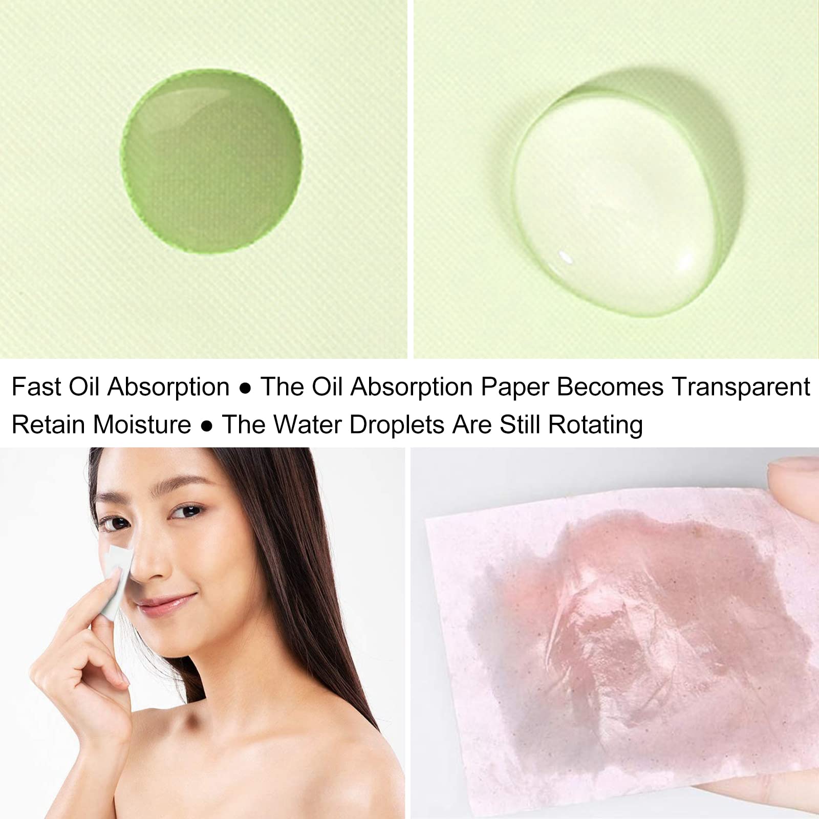 Papel absorbente de aceite facial,400 Papel Secante de Aceite,Hojas de toallas de papel absorbentes de aceite natural, película de papel absorbente de aceite facial de tejido para hombres y mujeres