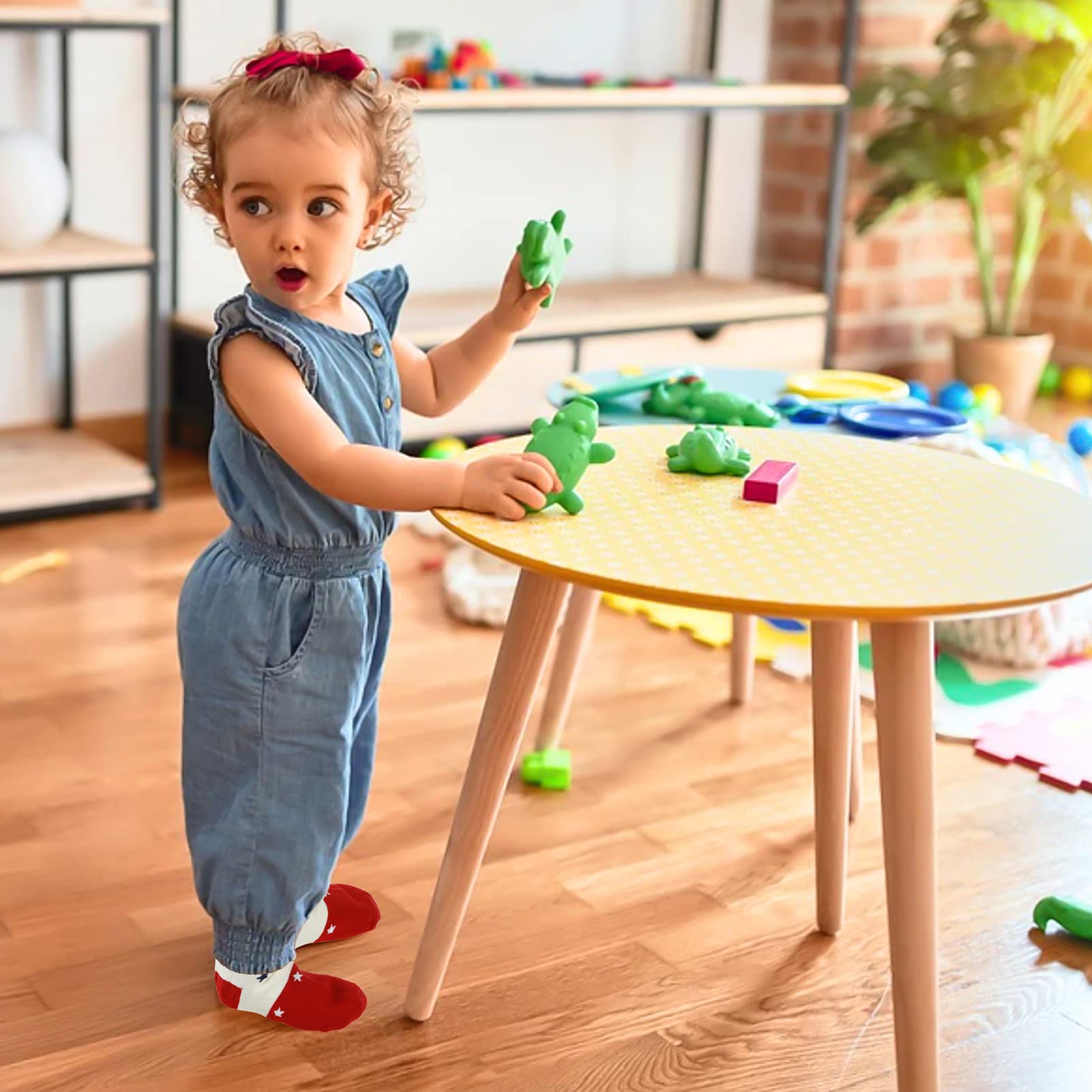 Yafane 12 Pares de Calcetines Antideslizantes para Niños Niñas Recien Nacido Unisex Pequeños Algodón Lindo con Puños Calcetines Antideslizantes para Bebés — view 6