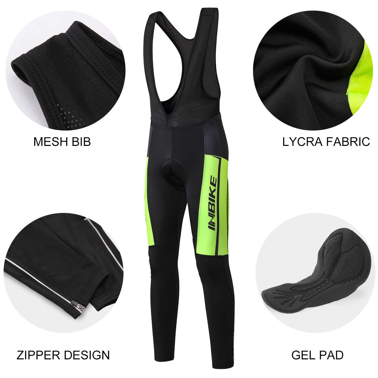 INBIKE Pantalon Cyclisme Homme Respirant Cuissard avec 3D Coussin Rembourré Bretelle Vélo Séchage Rapide pour Ski, VTT, Randonné S-3XL(XML-ST-02)