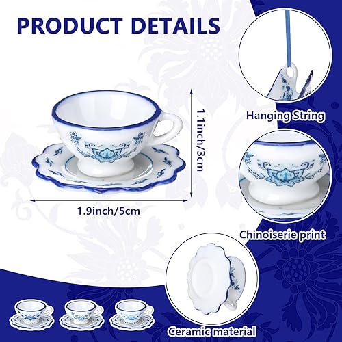 Miniatura 5 de 9 piezas de huevos colgantes de Pascua, adornos de porcelana azul y blanco, huevo de Pascua colgante de Pascua, adornos colgantes decorativos para