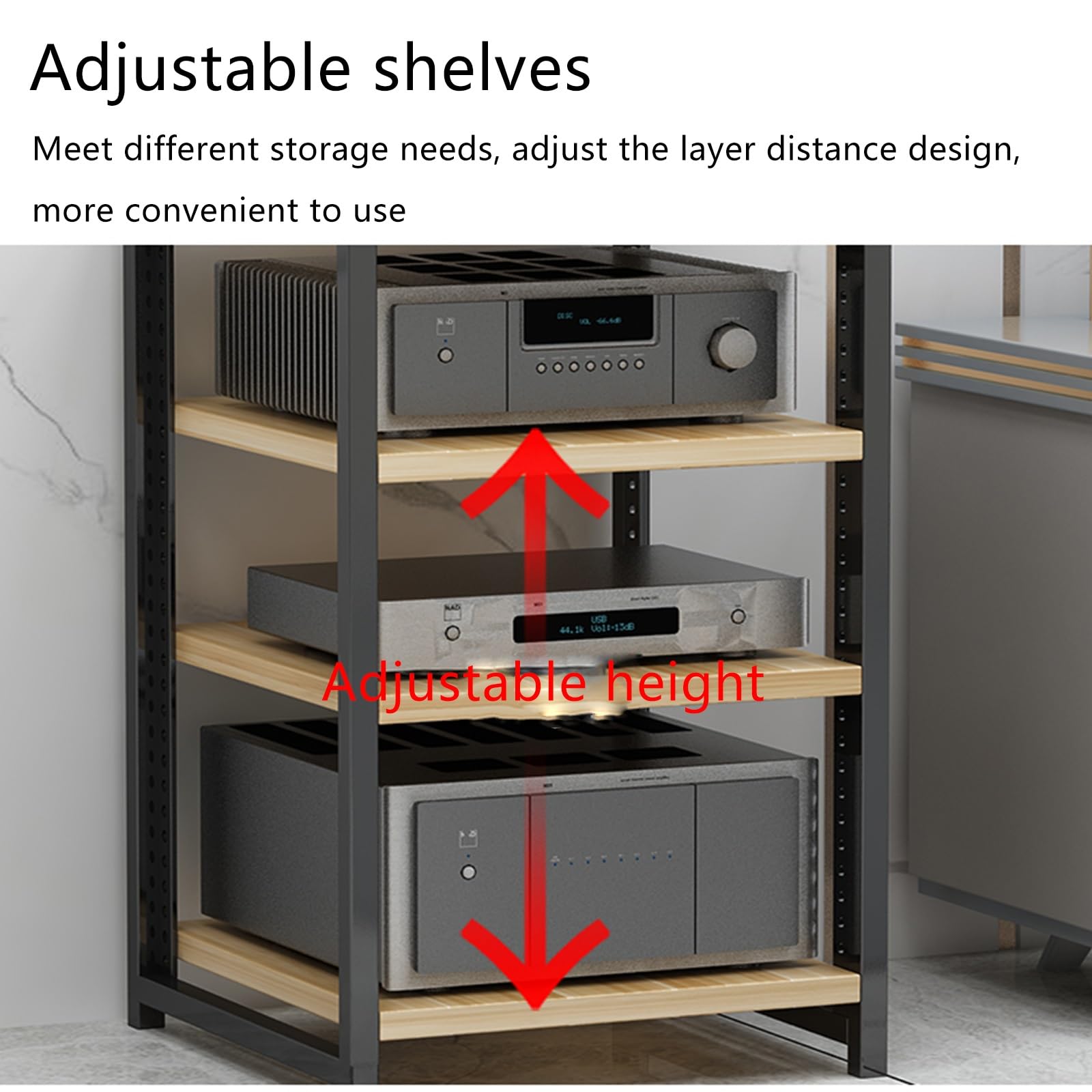 Meuble AV robuste multifonction pour matériel audio et home cinéma Noir