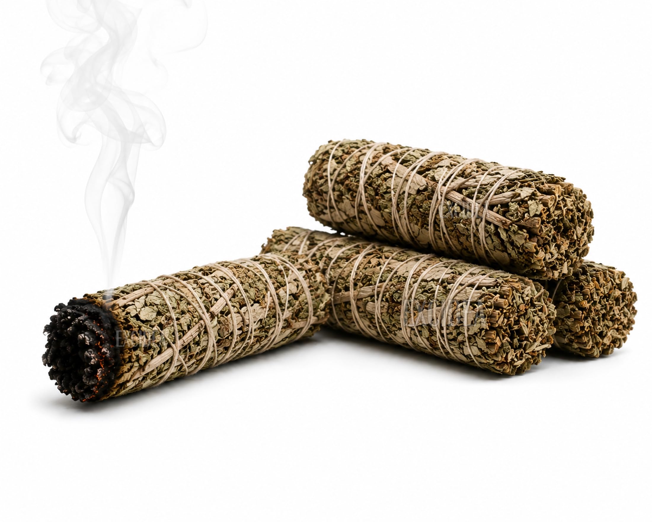 Indian White Sage Bundle 6inches 27 to 33 GMS - 4pcs Spiritual Smudge Stick Removes Negativity Green-image-19