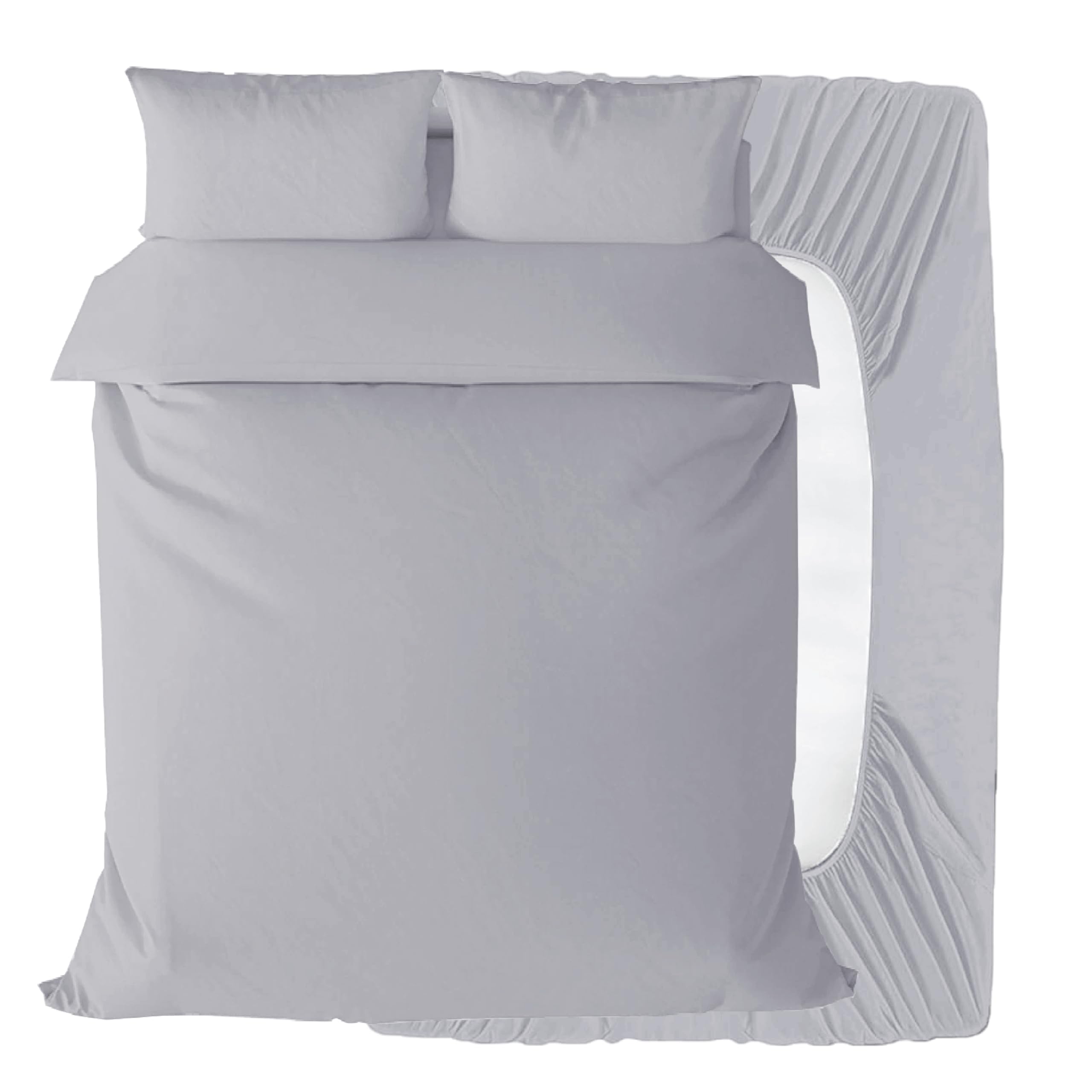 APEX FURNISHINGS 3pcs Single Bedding Set – Duvet Cover,40cm Fitted Sheet with Pillow Case - Microfiber – Grey