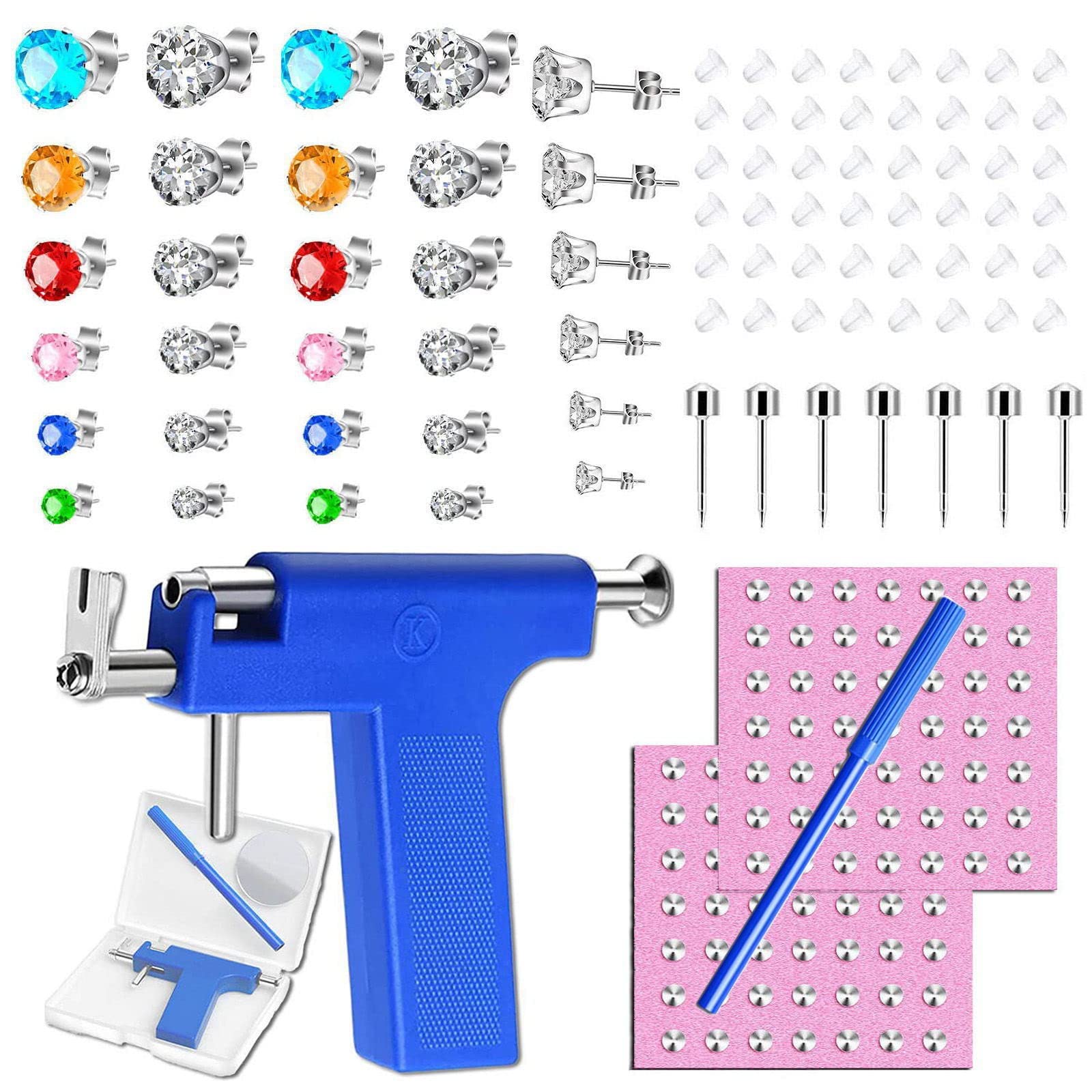 Ear Piercing Kit, 223Pcs Piercing Kit Ear Piercing Gun Tool Nose Piercing Kit with Stainless Steel Nose Stud Ear Studs for Salon Home Use