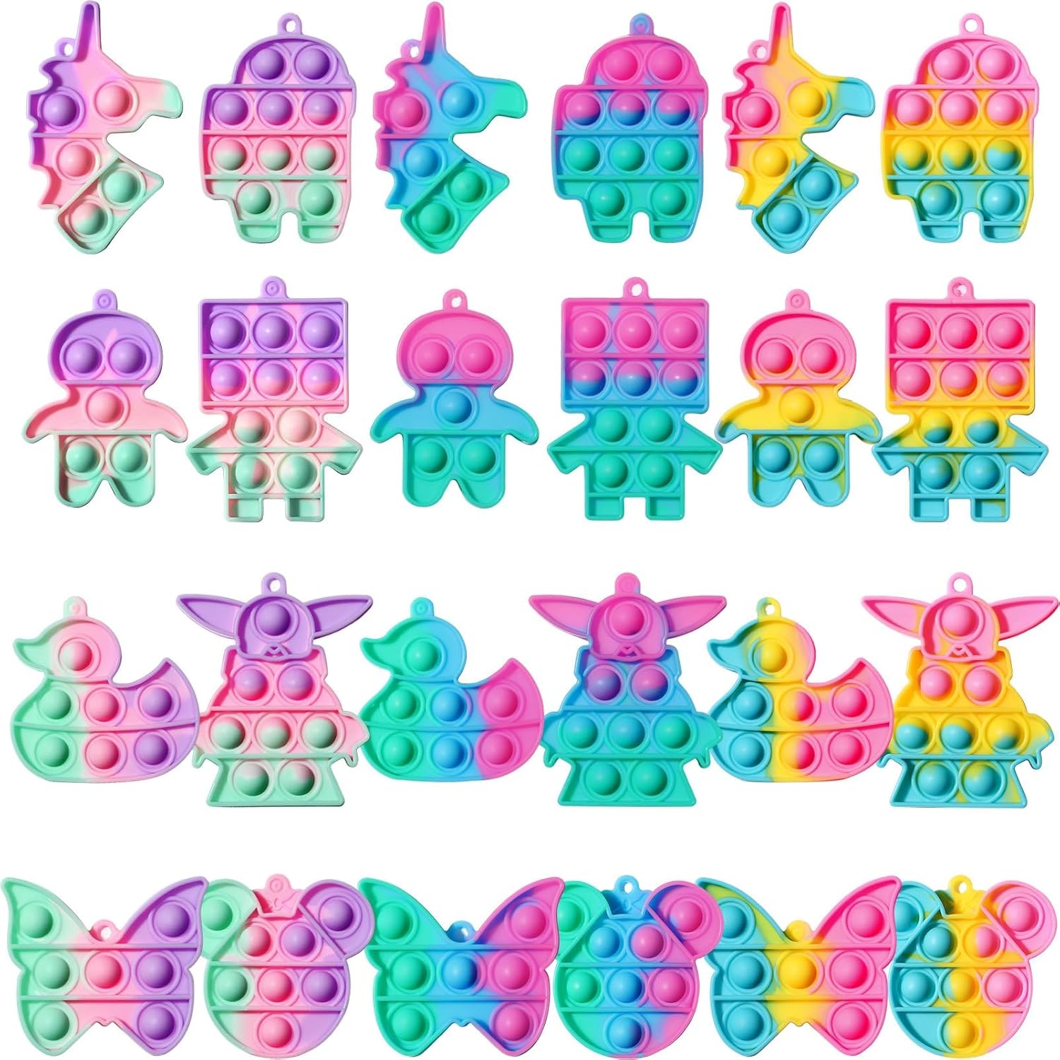 Qinline 24 Pack Easter Day Gifts for Kids - Unicorn Pop Fidget Toys with Gift Cards for Kid Boy Girl, Bulk Kid Easter Egg Fillers Party Favors School Classroom Prizes Exchange Goodie Bags Stuffers