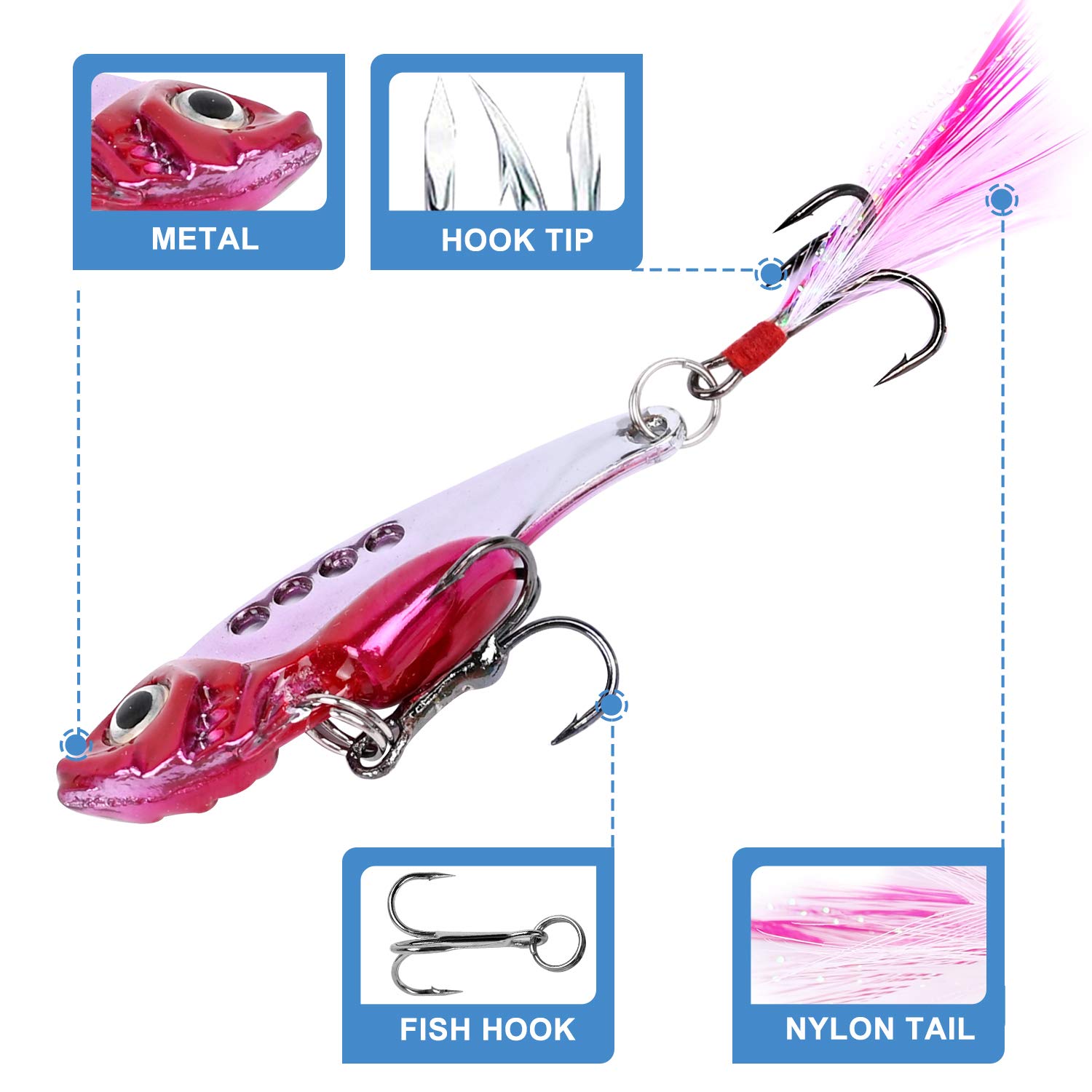 Kit Esche Da Pesca Da 512 Pezzi: Ganci, Esche In Plastica E Scatola Portaoggetti Assortita