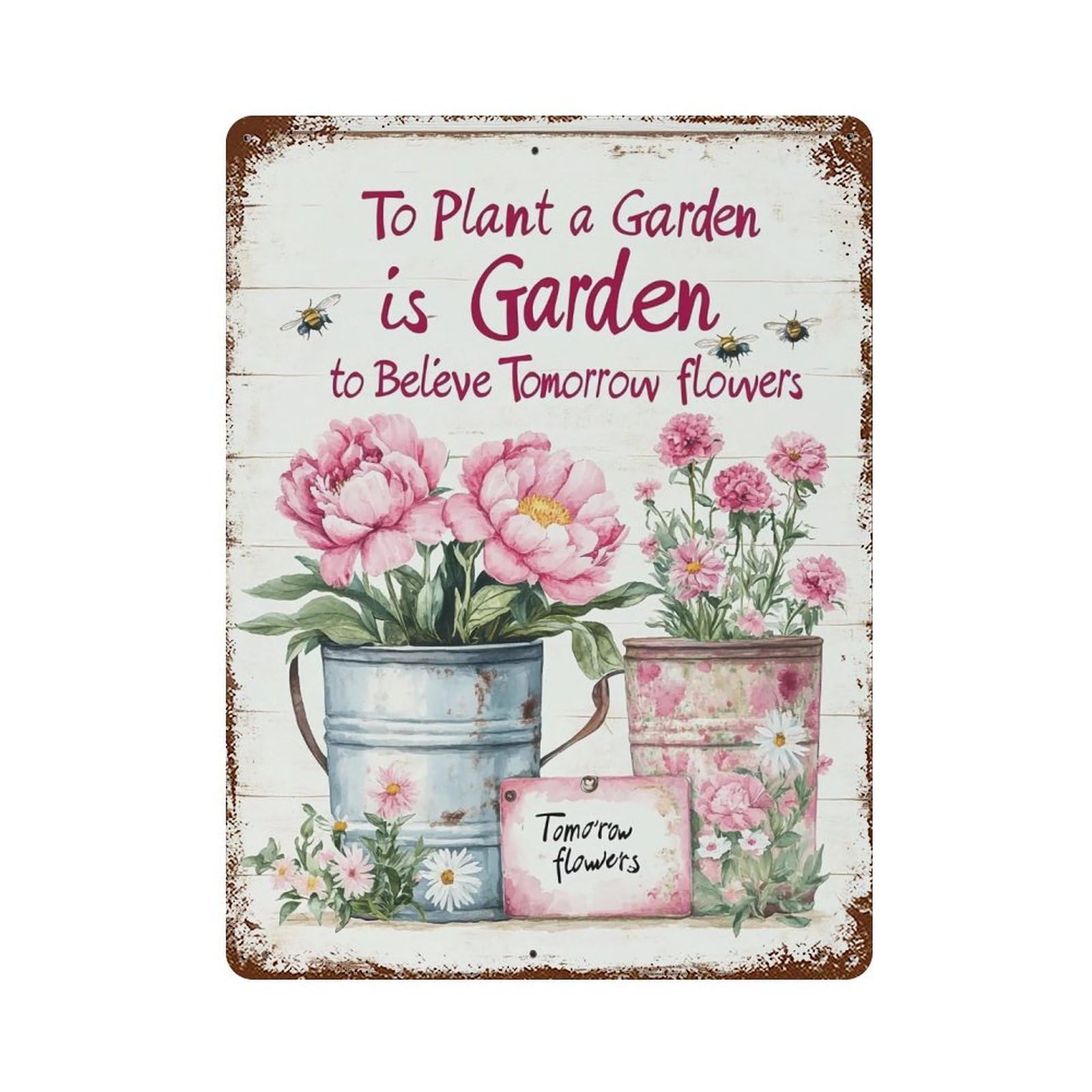 YHGERTKU Plant A Garden Quote Art (4) Wall Art Retro Iron Vintage Metal Tin Sign Poster Modern Decor for Living Rooms Gift 40x30cm