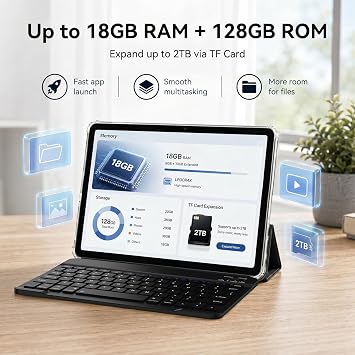 Tablet, Android 16 Tablets with 10 Inch HD+IPS Display, 18GB RAM+128GB ROM