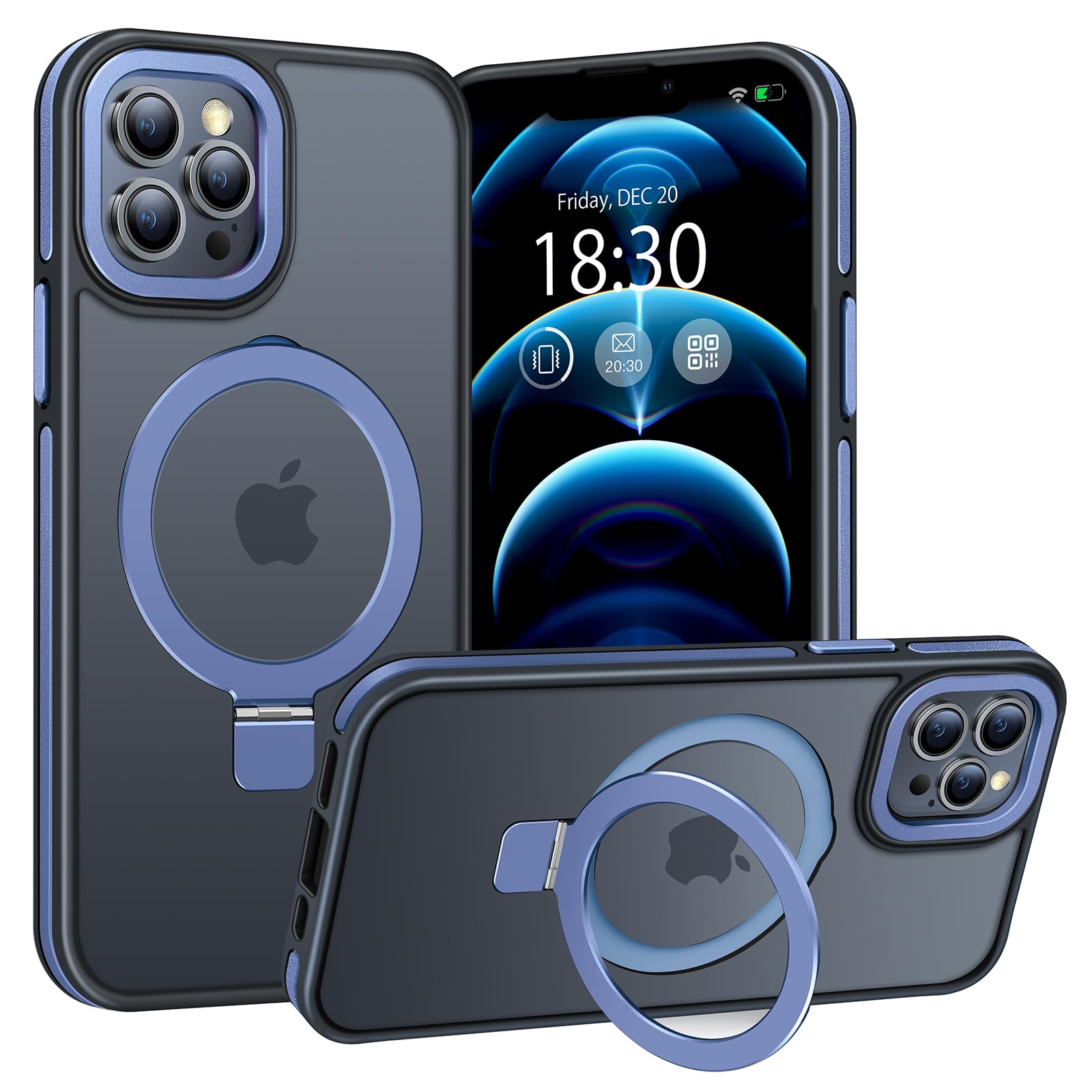 BENTIACC Magnetic Case for iPhone 12 Pro Max, with Invisible Ring Stand, Military Drop Protection, Shockproof Anti-Fingerprint Matte Protective Cover