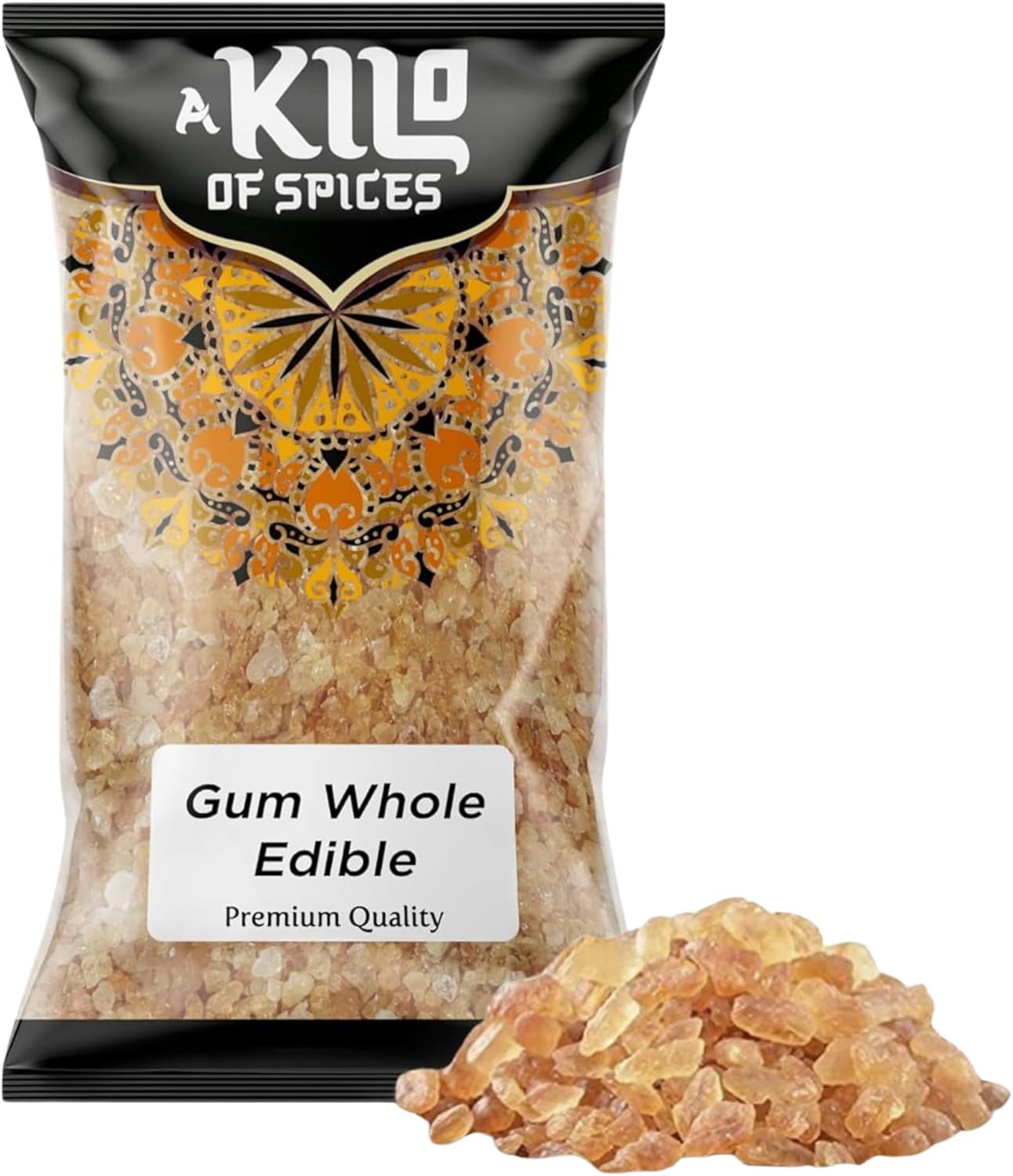 A Kilo of Spices | Pure Edible Gum Arabic – 1 Kg | Natural Acacia Gum | Edible, Vegan, | Ideal for Cooking, Confectionery, Beverages & Herbal Remedies