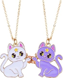 Best Friend Necklace Gifts Friendship Necklace Matching Magnetic Cat BFF Necklace for 2 Girls