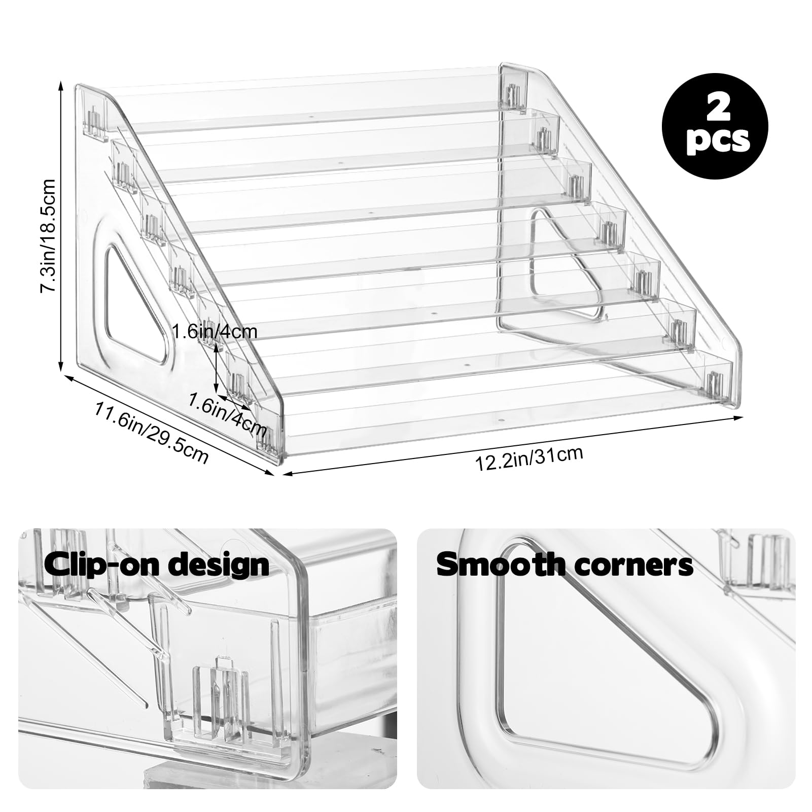 Sibosen 2 Pack 7 Tier Acrylic Card Display Stand, Versatile Display for Trading Cards,Greeting Card Display Stand,Portable Display Rack Holder for Graded Cards, PSA Cards,Sports, Business Cards