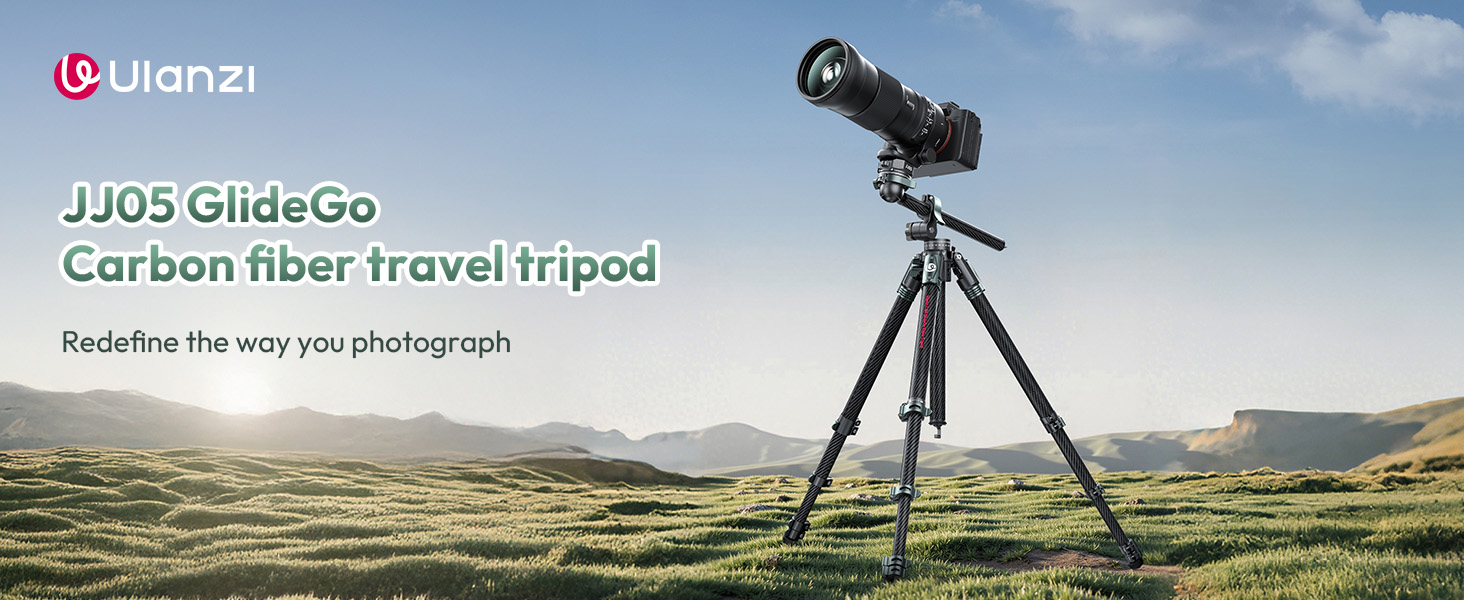 Trépied Vidéo Fibre Carbone, ULANZI TT09 VideoGo Travel Tripod With Fluid Head 360° Pan&-50°/+60° Tilt Pan, Trépied Caméra Avec Acra QR Et Poignée Tournevis, Max Load 44.09lb, Hauteur Max 55.91