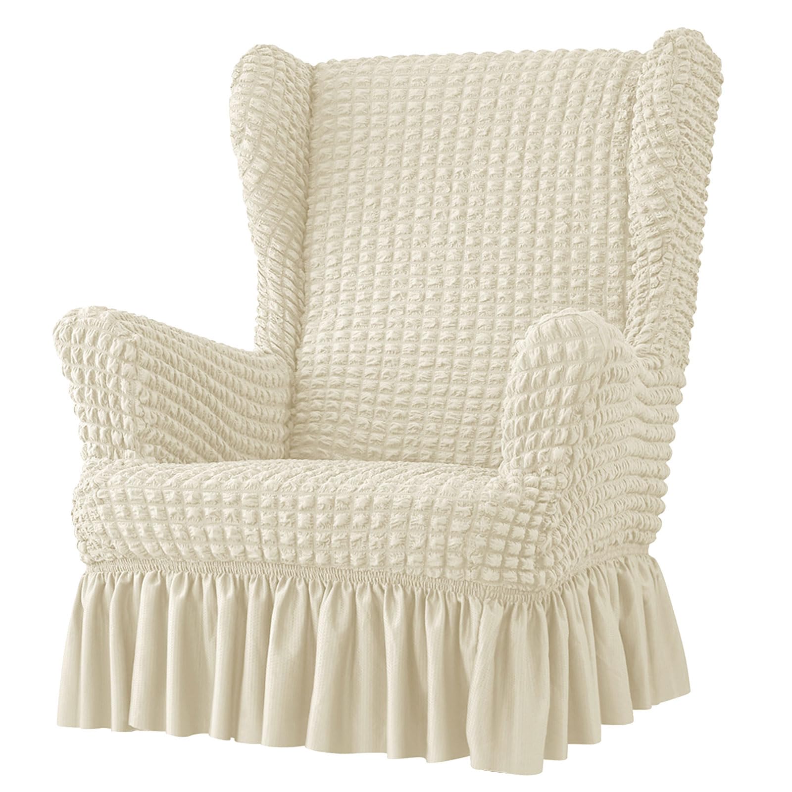 Mllepjdh Stretches Wingbacks Chair Covers with Skirt Soft Thick Chair Covers Detachable Washable Nonslip 1 Seats Protectors Stretches