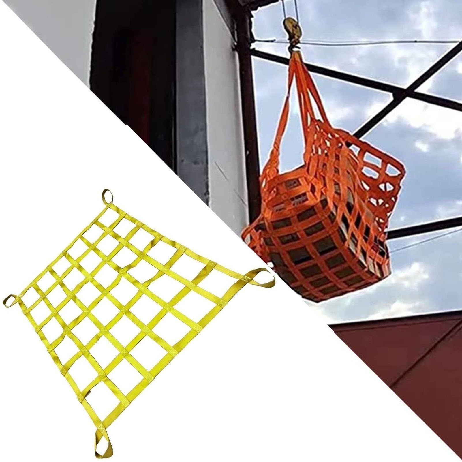 GDHKDDFL Nylon sling nets, Cargo Net - Flat Nylon Sling Hoisting, Bungee, Safety Lifting Straps(4 X 4M/Mesh 20cm/Load 3.5t)