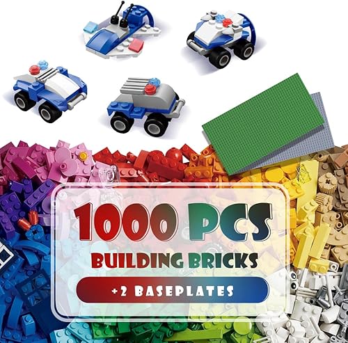 Etarnfly 1000PCS Building Blocks, Classic Building Blocks with Police Vehicle Series - Mix Colors Bulks Building Sets for Boys and Girls, Compatible