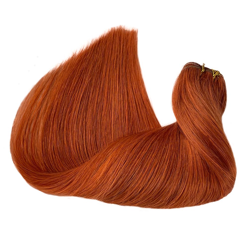 Miniatura 4 de Extensiones de cabello humano real para coser, atadas a mano, doble trama, extensiones de cabello humano jengibre para coser, extensiones de cabello