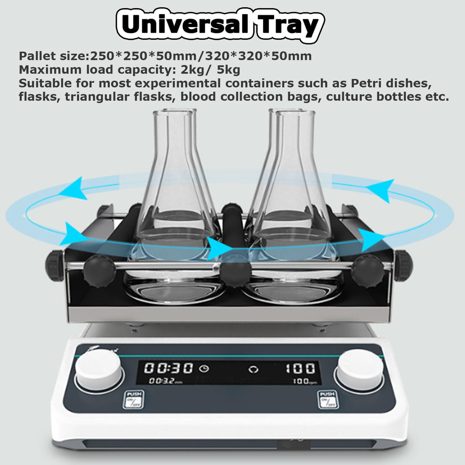Orbital Shaker, kompakter digitaler Shaker für Labor, einstellbare Geschwindigkeit 40-200 U/min, Kontinuierlicher/Timer-Modus, horizontaler Rotator für Forschungsschule