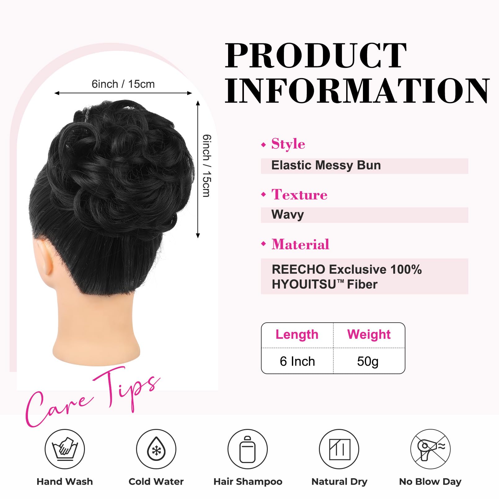 REECHO Messy Bun Hair Piece, Thick Tousled Updo Elastic Synthetic Ponytail Extensions for Women - Image 2