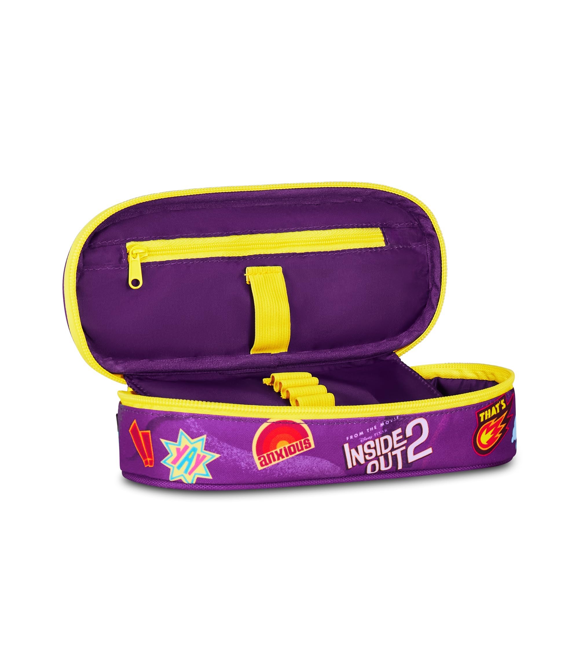 Seven Inside Out 2 Round Plus Pencil Case, Purple, Oval Pencil Case with Elastic Bands and Pocket for Pens, Pencils and Accessories, School Backpack, Elementary and Middle School, Girls and Girls - Image 2
