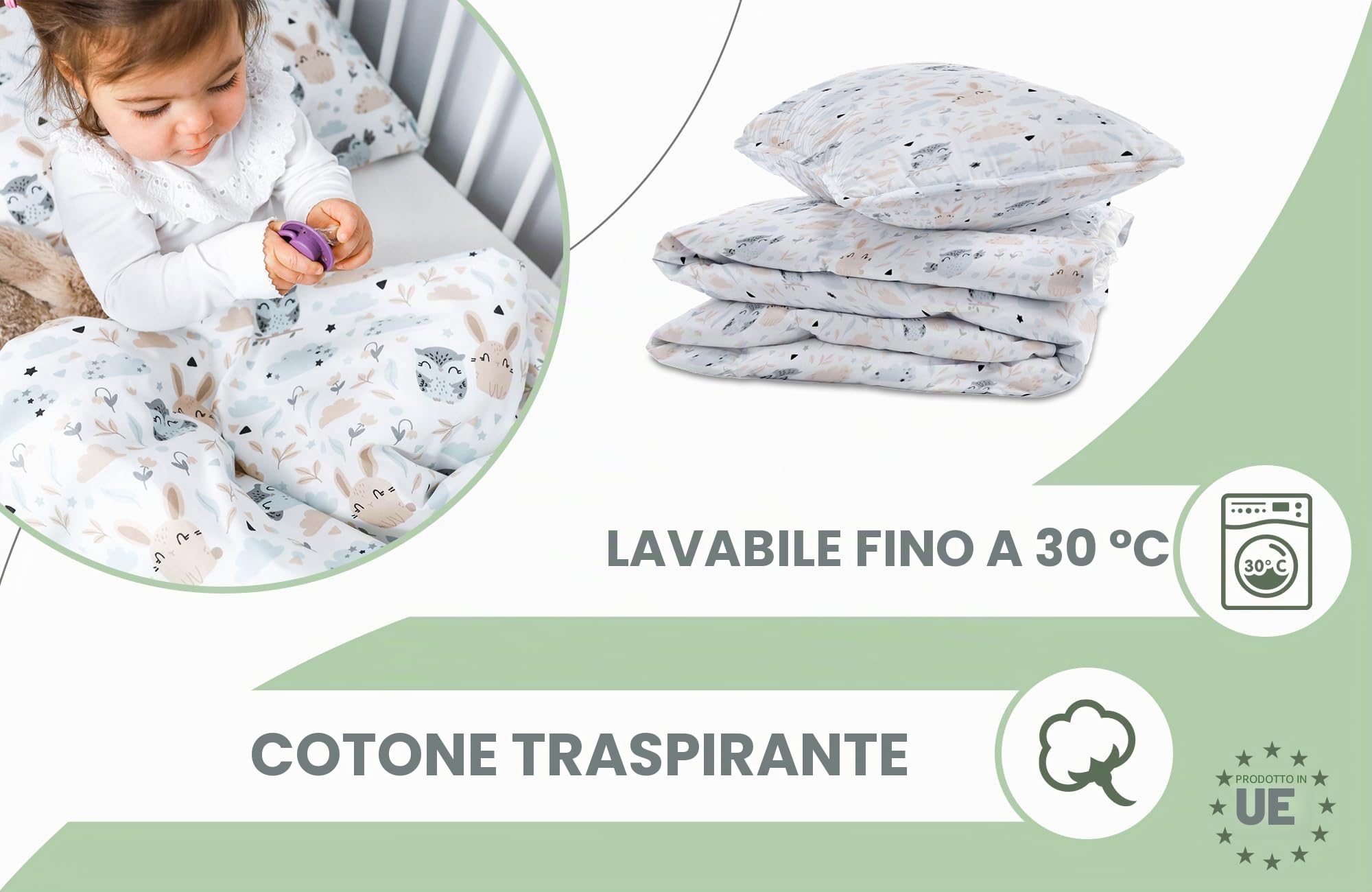 Totsy Baby Lenzuola Bambini Set Completo con Piumino e Cuscino 90x120 cm