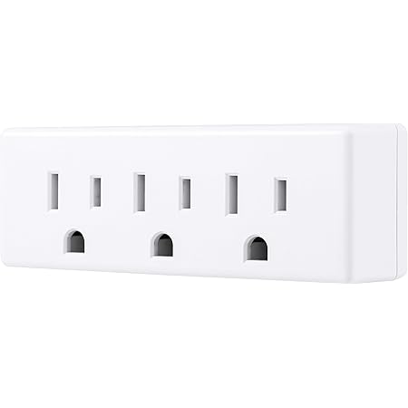 GE 3-Outlet Extender Wall Tap, Grounded Adapter Plug, Indoor Rated, 3-Prong, Perfect for Travel, UL Listed, White, 52203
