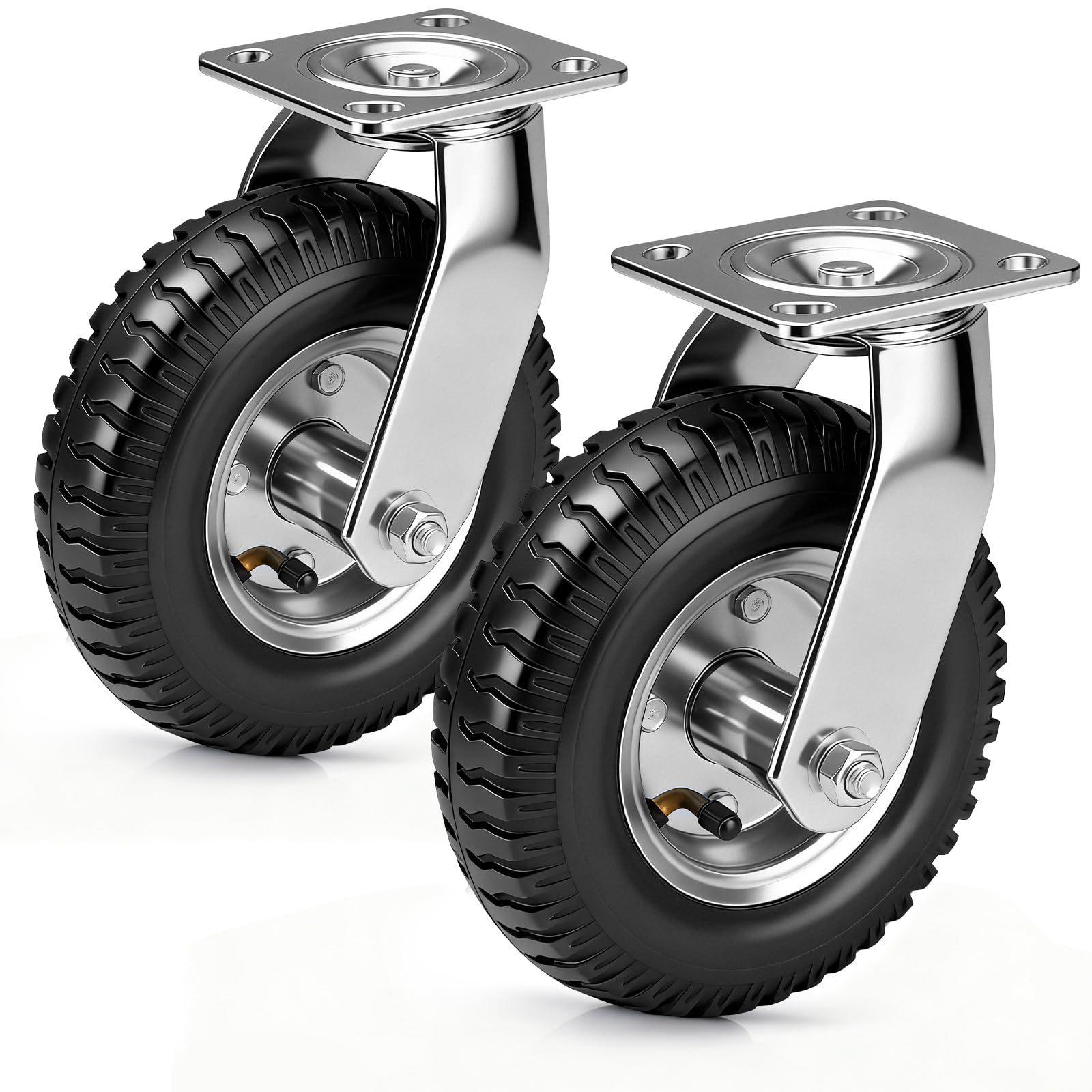Juego de 2 ruedas giratorias, diámetro de 250 x 65 mm, neumáticos silenciosos con absorción de impactos, ruedas estables, ruedas de transporte para carros y carros de transporte, 450 kg