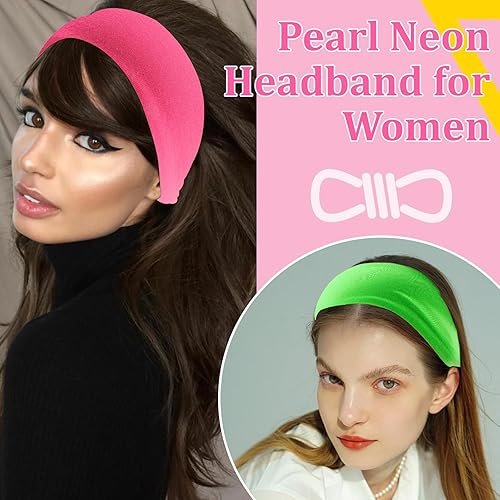 Miniatura 2 de 4 diademas de neón de los años 80 y 90 para mujer, accesorios de neón, bandas para el sudor, antideslizantes, bandas deportivas, bandas para el