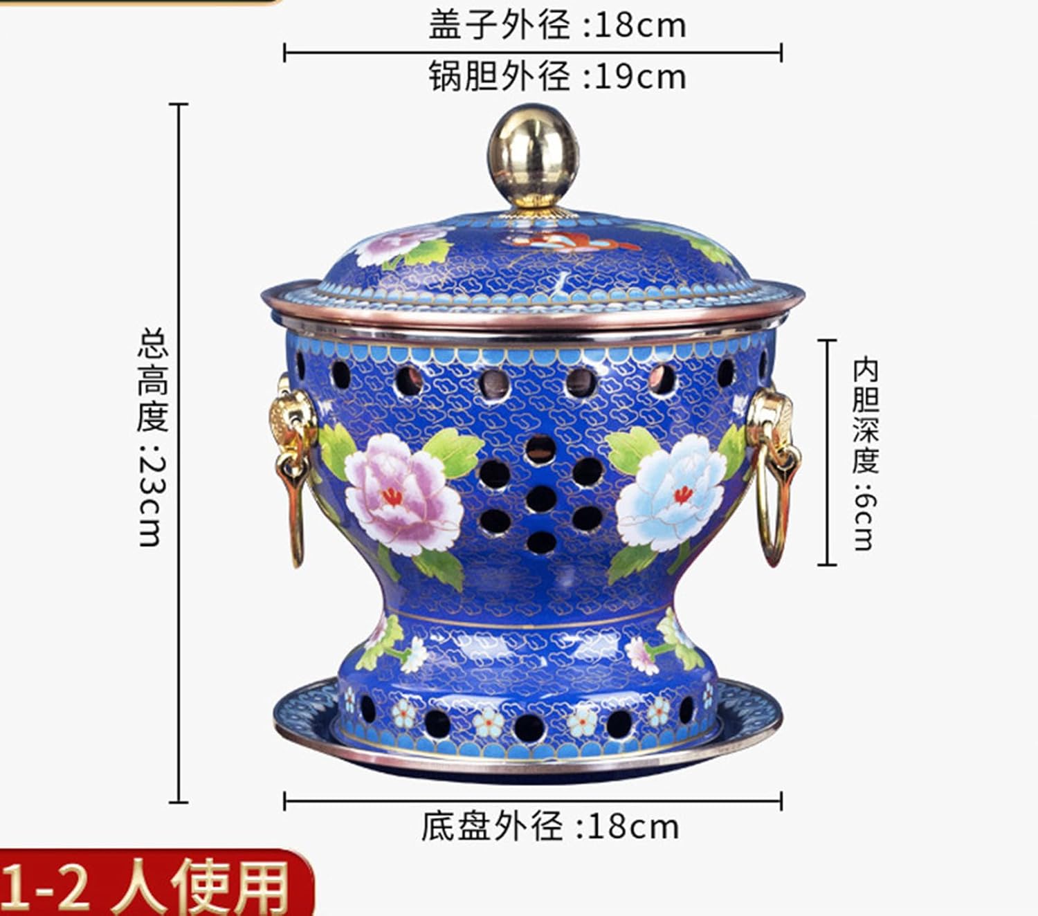 Enamel Pot Old Beijing Hot Pot Single Person Hotpot Family Gathering Copper with Saucer Use Warming Pot Copper Hot Pot,G