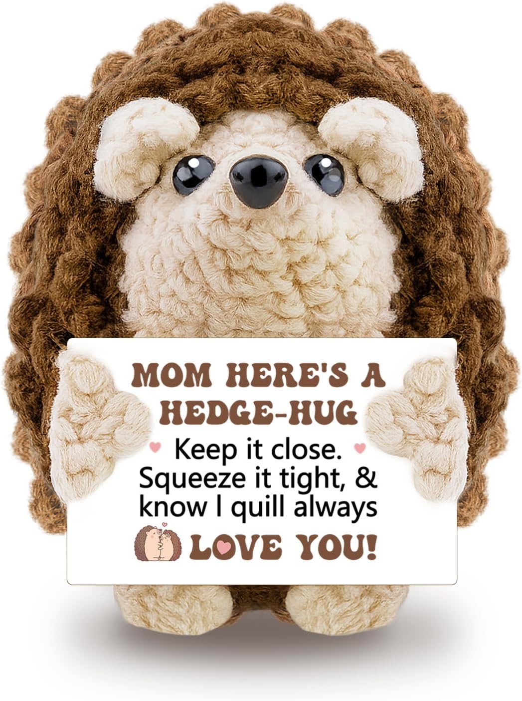 Mom Birthday Gifts from Daughter/Son Handmade Positive Crochet Hedgehog Mom Birthday Gifts Mom's for Women Positive Crochet Animals for New Gift for Mothers