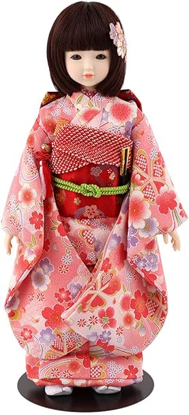Amazon 松よし 市松人形 球体関節人形 着せ替え人形 Aya 着物セット ピンク 梅 ショートボブ レッドブラウン 高さ44cm Mimy A Brsb Jaw04 民芸品 おもちゃ