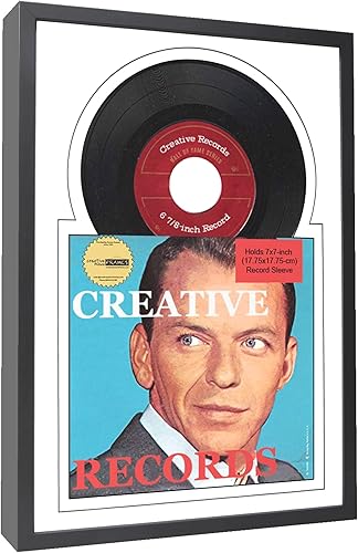 Miniatura 3 de Creative Picture Frames Marco de discos de vinilo individual de 7 pulgadas con doble paspartú negro y negro de 6 78 pulgadas y cubierta de 7 x 7
