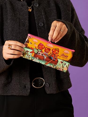 Miniatura 3 de Blue Q Bear Neccessities - Estuche para lápices con cremallera gruesa, resistente y fácil de limpiar, 4.25 pulgadas de alto x 8.5 pulgadas de ancho,