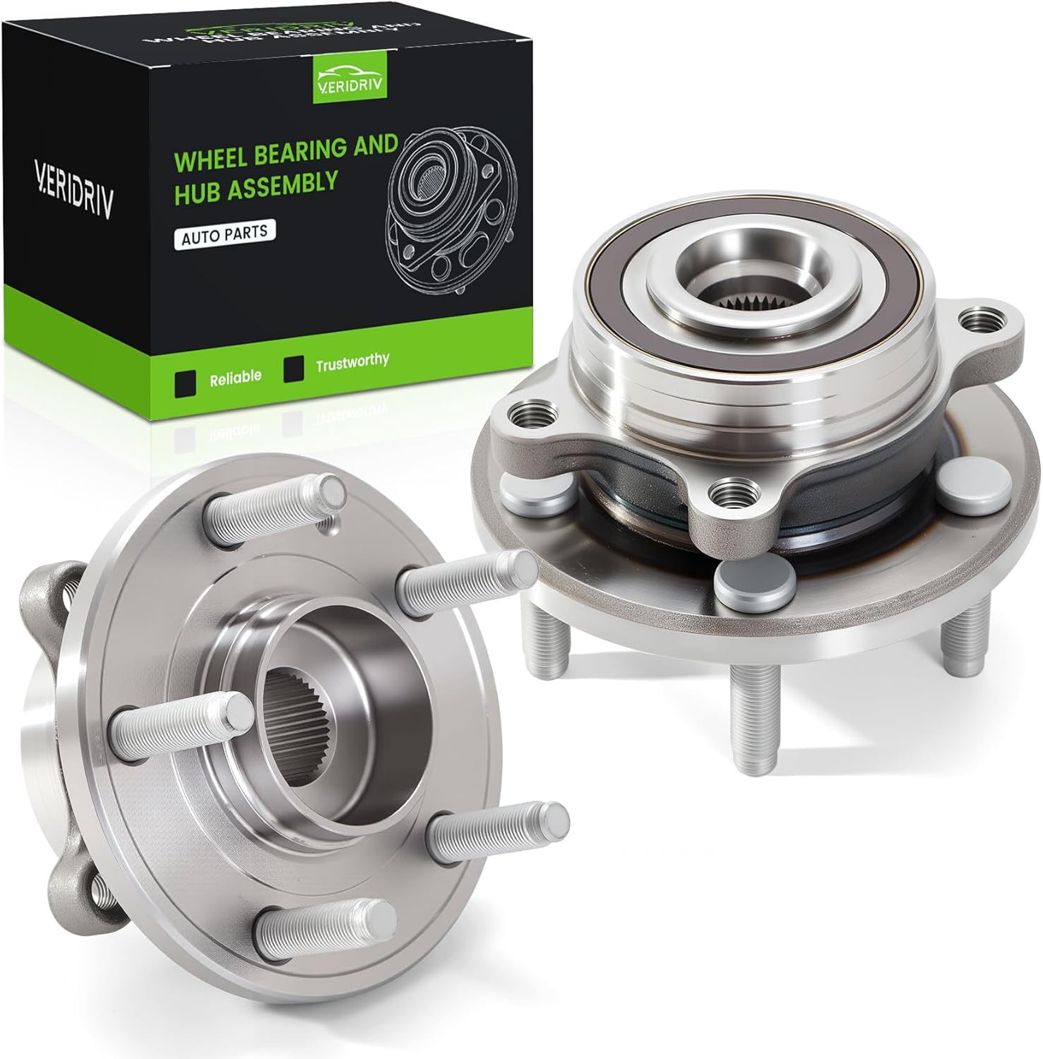 512460 Front/Rear Wheel Hub and Bearing Assembly 2PCS Kit, 5-Lug ABS Sensor, Direct Replacement for 2011-2019 Ford Explorer, 2013-2018 Ford Police Interceptor Utility
