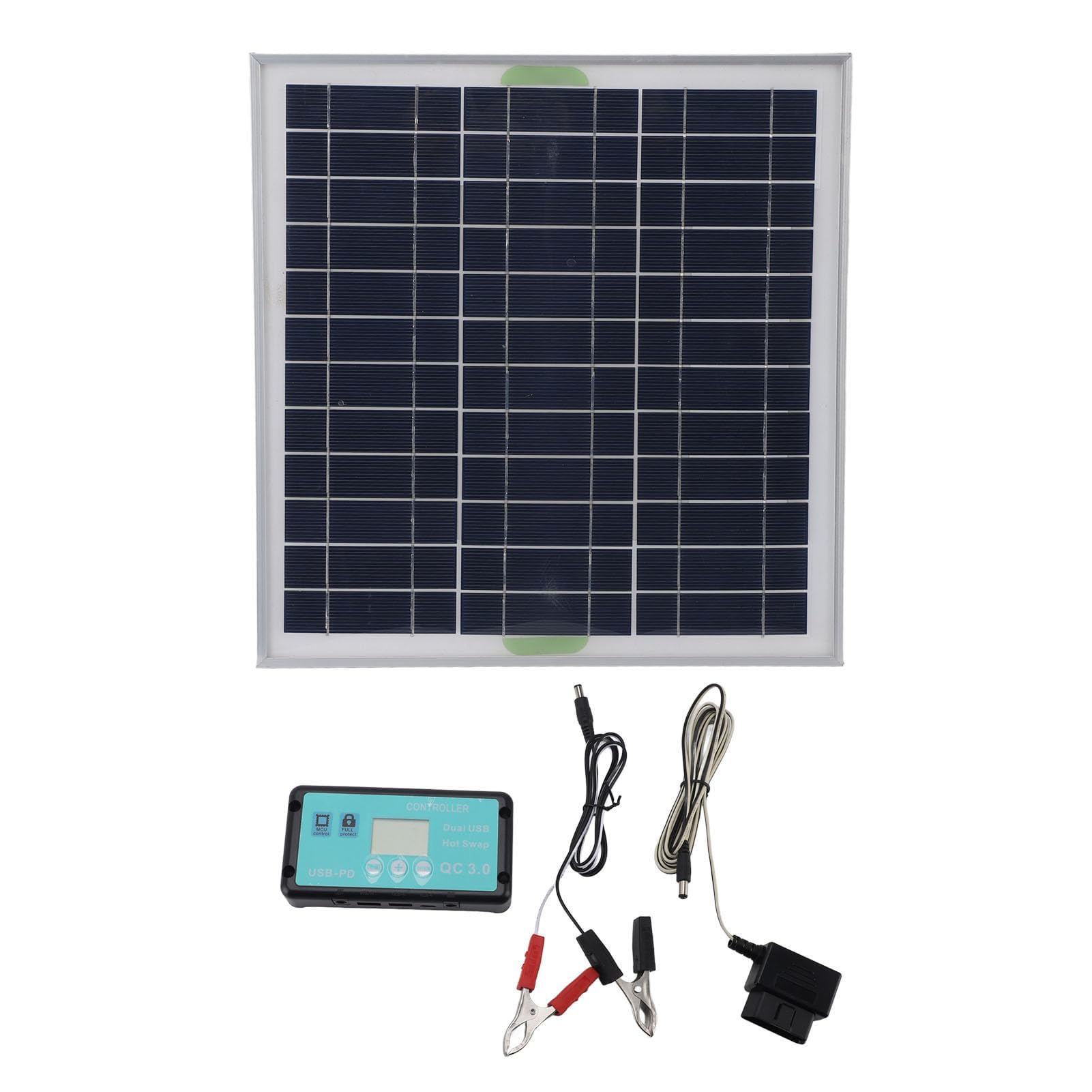 Panel Słoneczny Monokrystaliczny 50W MPPT z Kontrolerem, Ładowarka Samochodowa OBD, Wodoszczelna, Krzem ABS