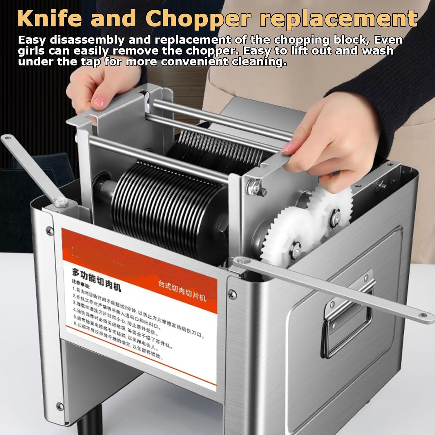 Commercial Meat Cutter Machine Electric Meat Cutting Machine 850W Meat Slicer Blade Restaurant Food Slicer Stainless Steel for Kitchen Restaurant Supermarket,10mm