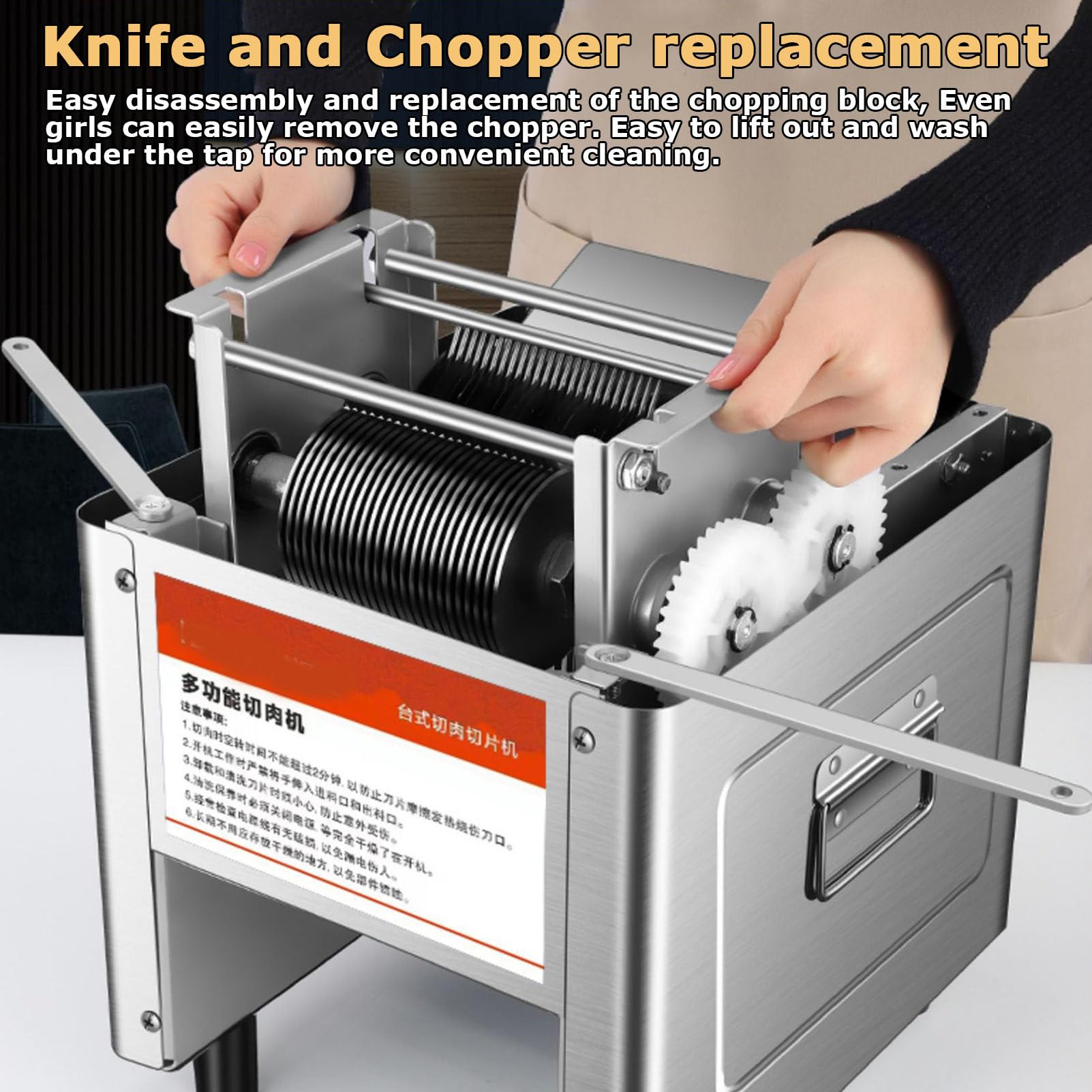 Affettatrice elettrica per carne, in acciaio inox, 850 W, per pollo, pesce, manzo e verdure, uso domestico e commerciale