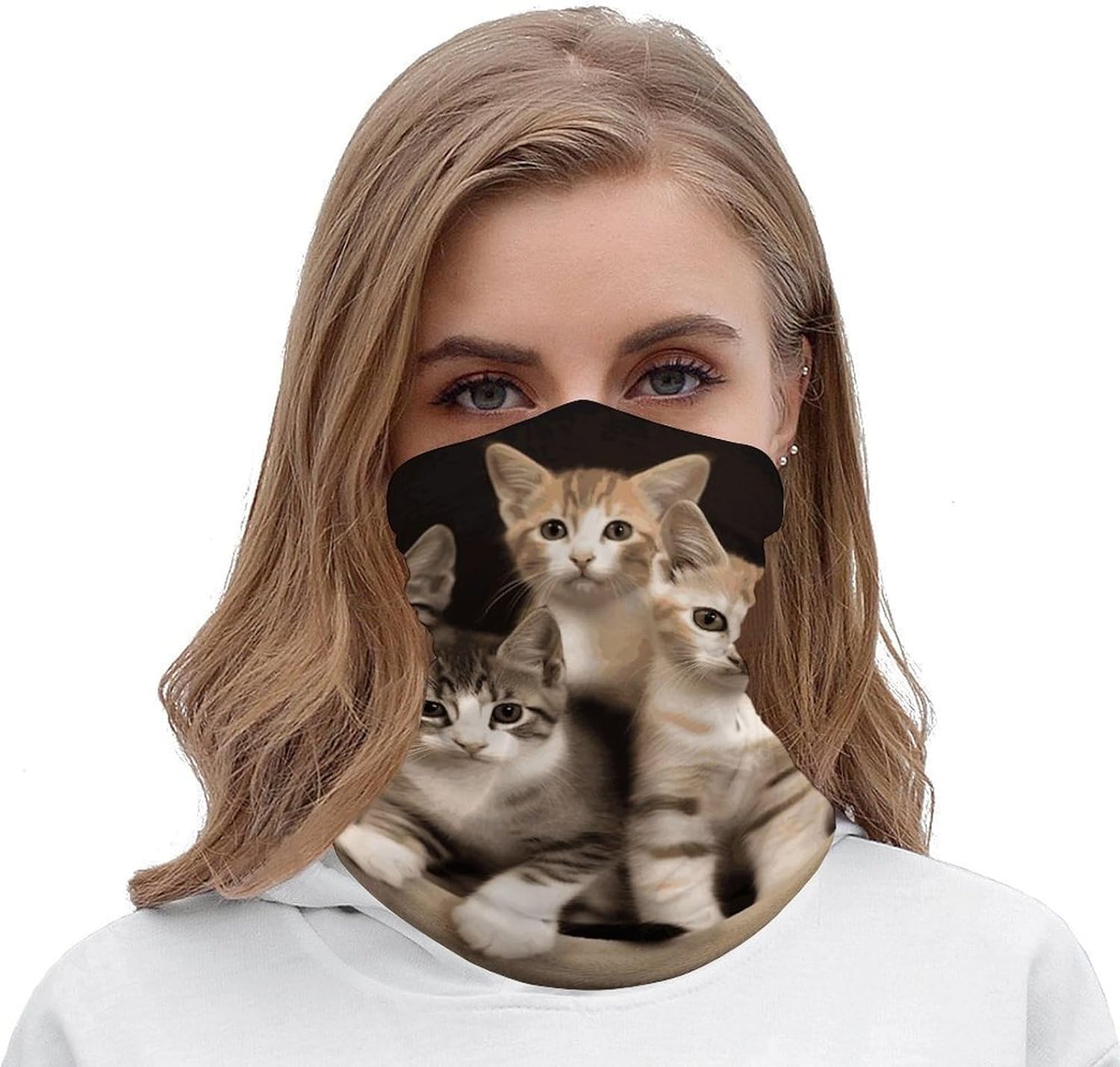 Kittens Family Cats Neck Gaiter Face Mask Sun Protection Face Scarf Breathable Windproof Headwear Bandana For Men Women