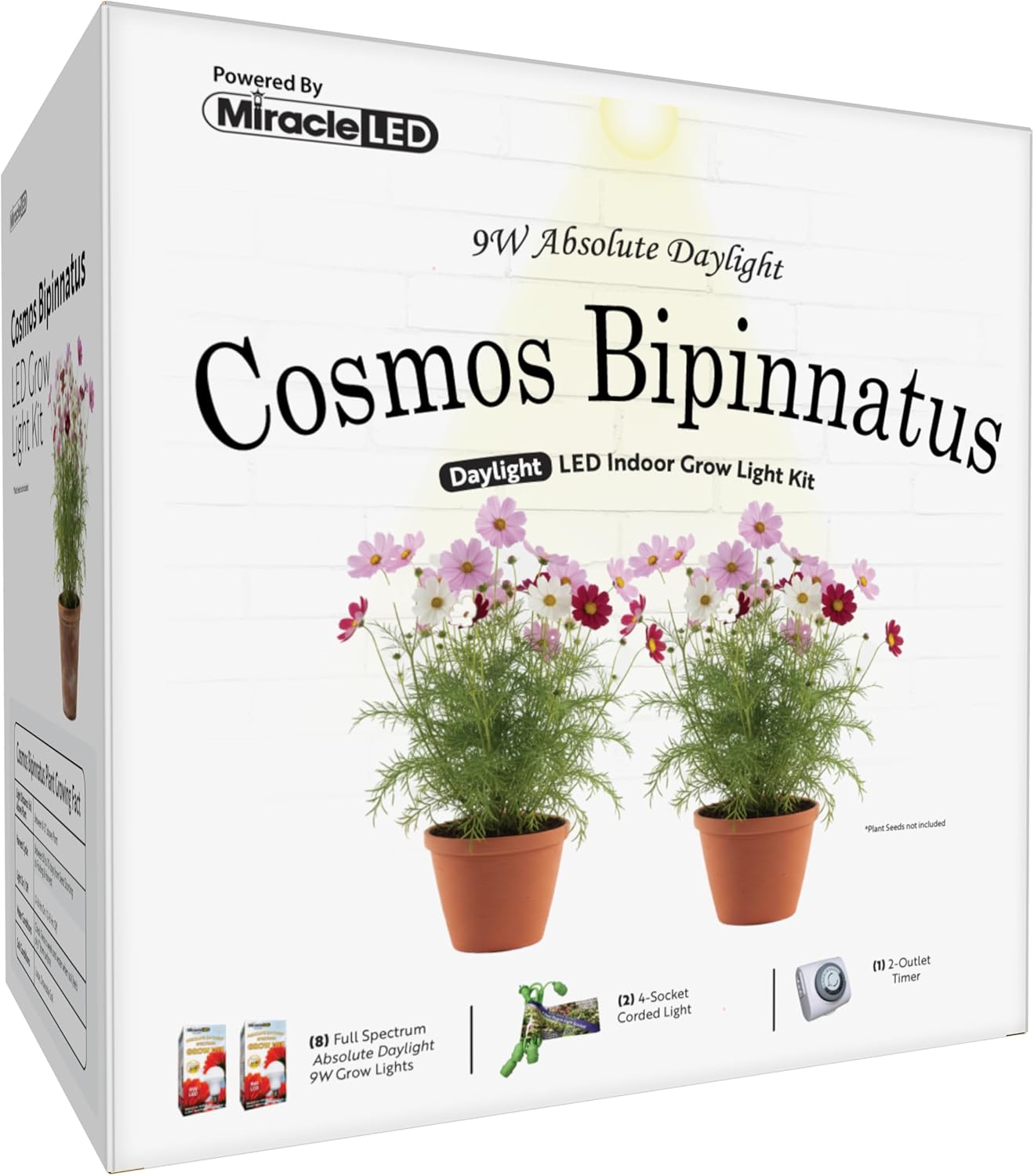 Miracle LED Cosmos Bipinnatus Grow Light Kit 4-Socket Full Spectrum (2- Pack)