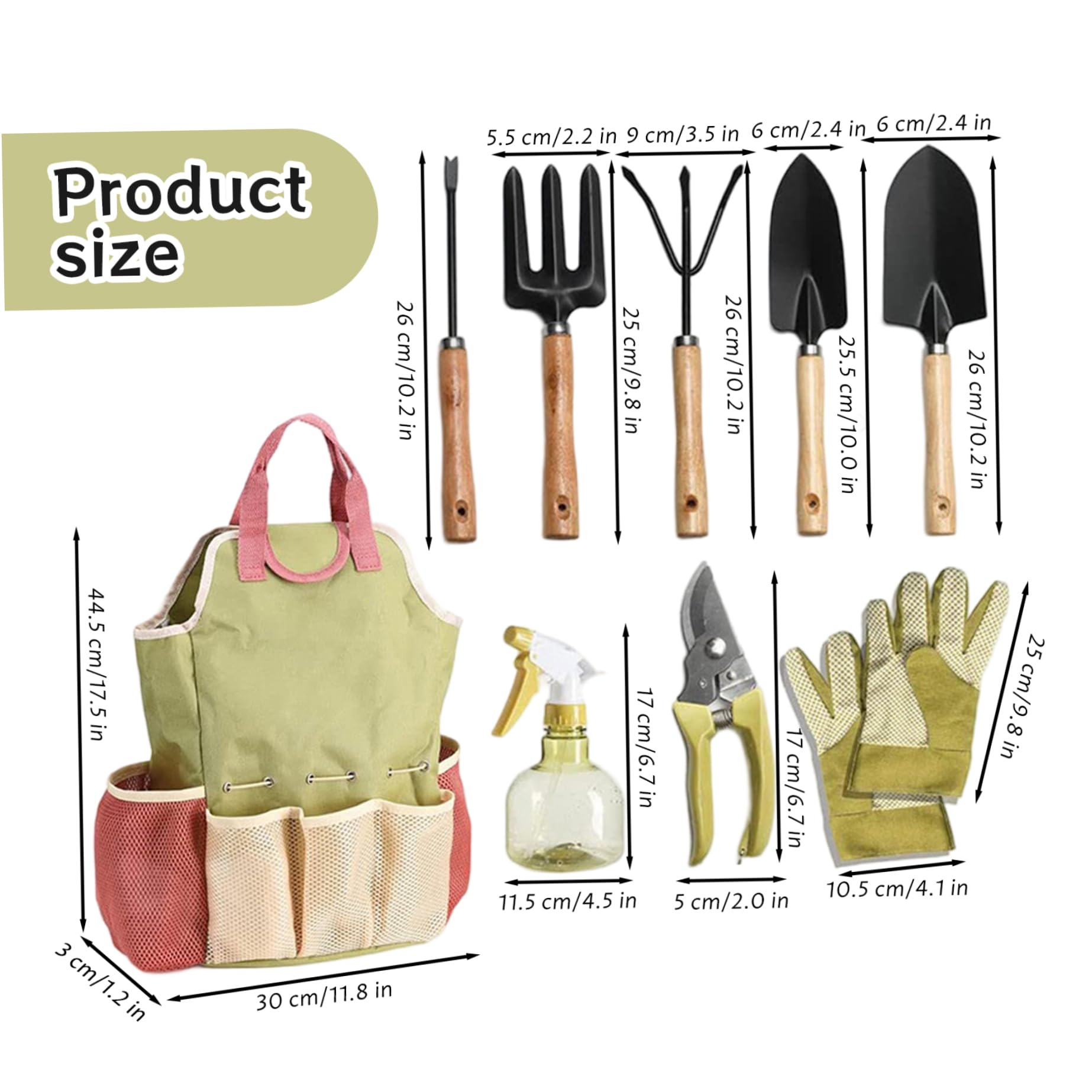 Kit de Herramientas de jardinería Juego de Herramientas de jardín de Alta Resistencia de 9 Piezas con empuñaduras ergonómicas Antideslizantes Pala Resistente a la oxidación Paleta rastrillo podado
