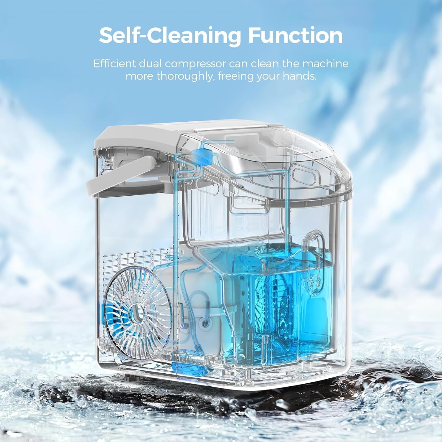 Nugget Ice Maker Countertop With Self-Cleaning Function, Sonic Ice Maker Machine With Handle, 35lbs/Day, Compact Design For Home/Office Use(Grey) on Fridge.com - View 3
