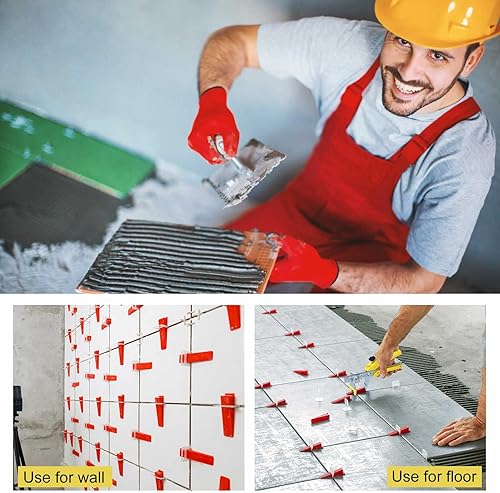 Miniatura 3 de Sistema de nivelación de azulejos, 300 clips espaciadores de azulejos y 100 piezas de cuñas reutilizables, herramientas de instalación de azulejos