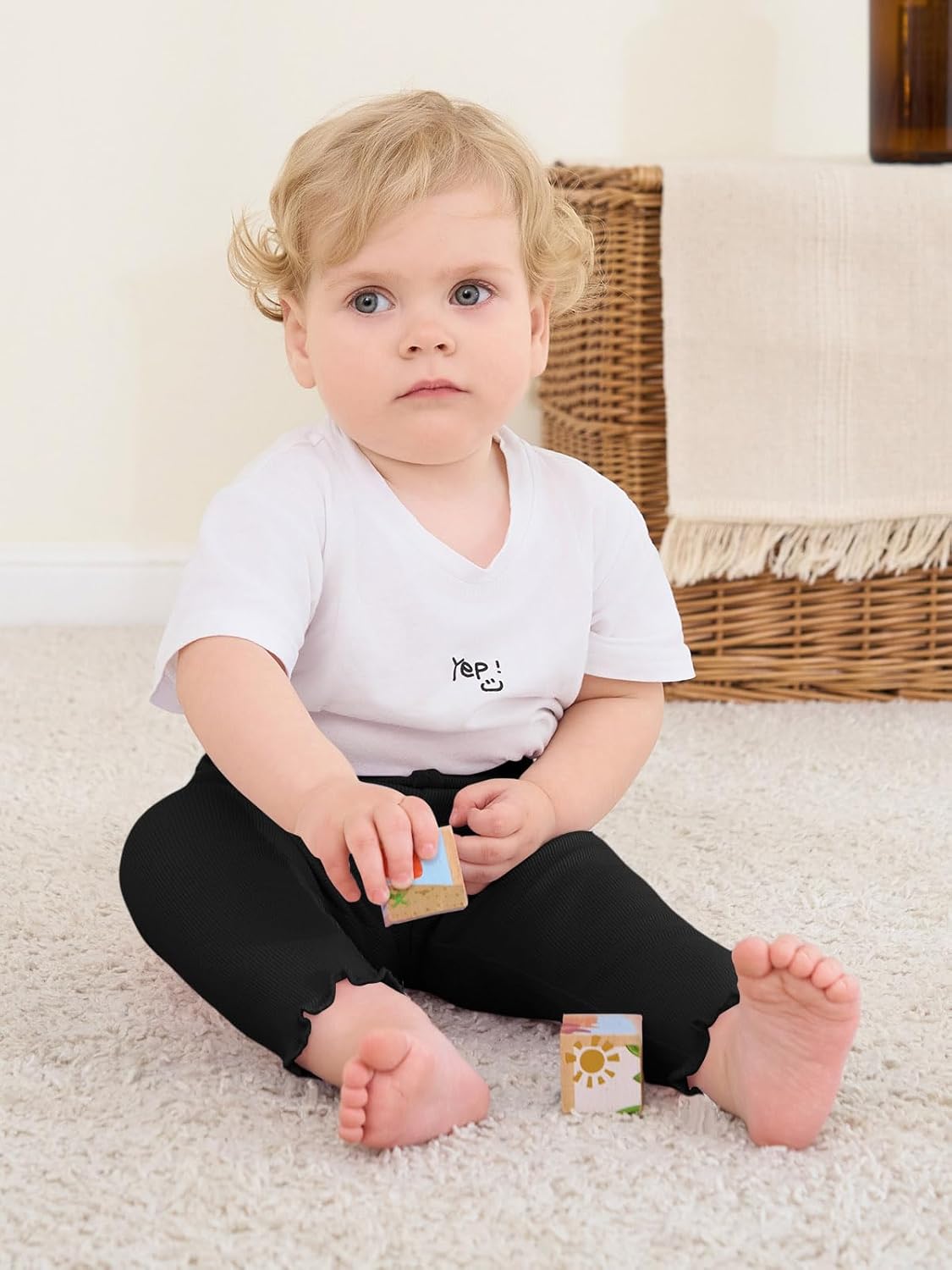 Haloumoning Baby Girls' and Toddler Ribbed Ruffle Pants Fall Pull on Elastic Waist Bottoms Outfits Black 3-4T image 2 of 5 B0DKDTDMHY