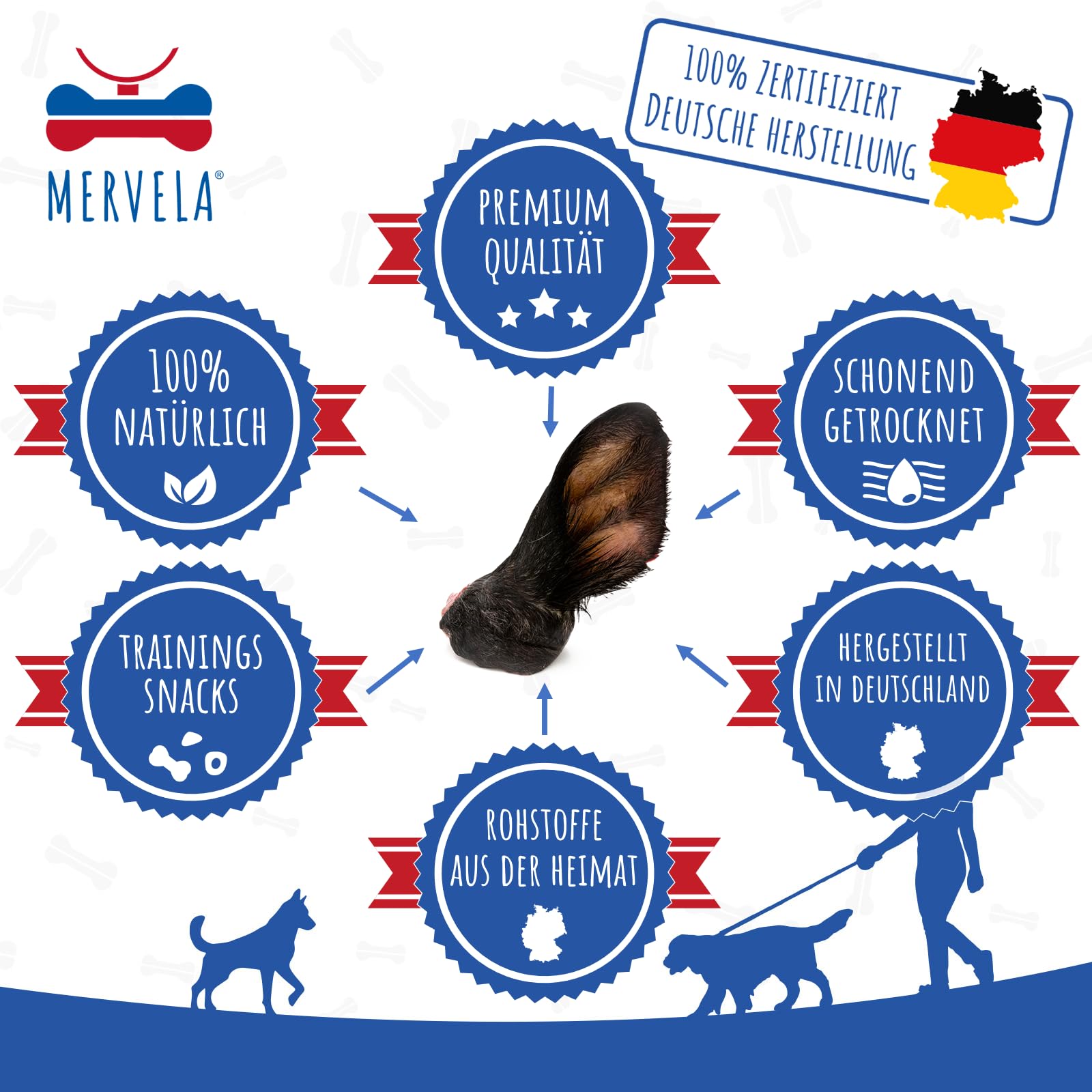 Orejas de vacuno con pelo para perros, 10 unidades, calidad alemana, 100 % naturales, aperitivos masticables secos sin aditivos