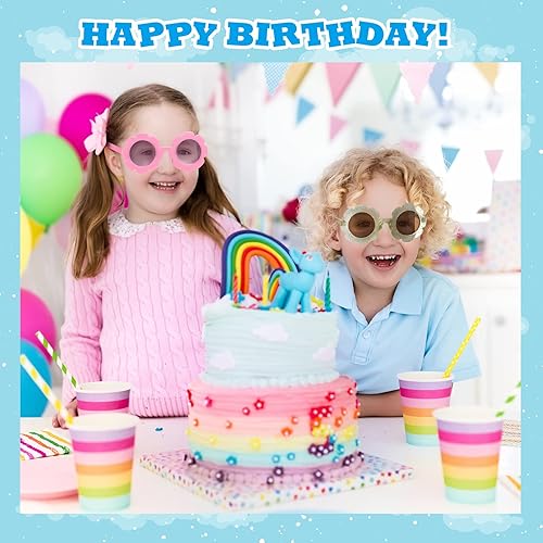 Miniatura 6 de Cindeer 48 pares de lentes de sol para niños y niñas, redondos, con forma de flor, lindos lentes de sol florales con margaritas, para exteriores,