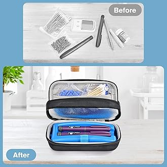 ProCase Insulin Cooler Travel Carrying Case, Portable Diabetes Cold Medication Organizer with Ice Brick, Upgraded Chill Pill Insulation Hard Bag for Insulin Pen Syringes Needle Kits Holder (Black)